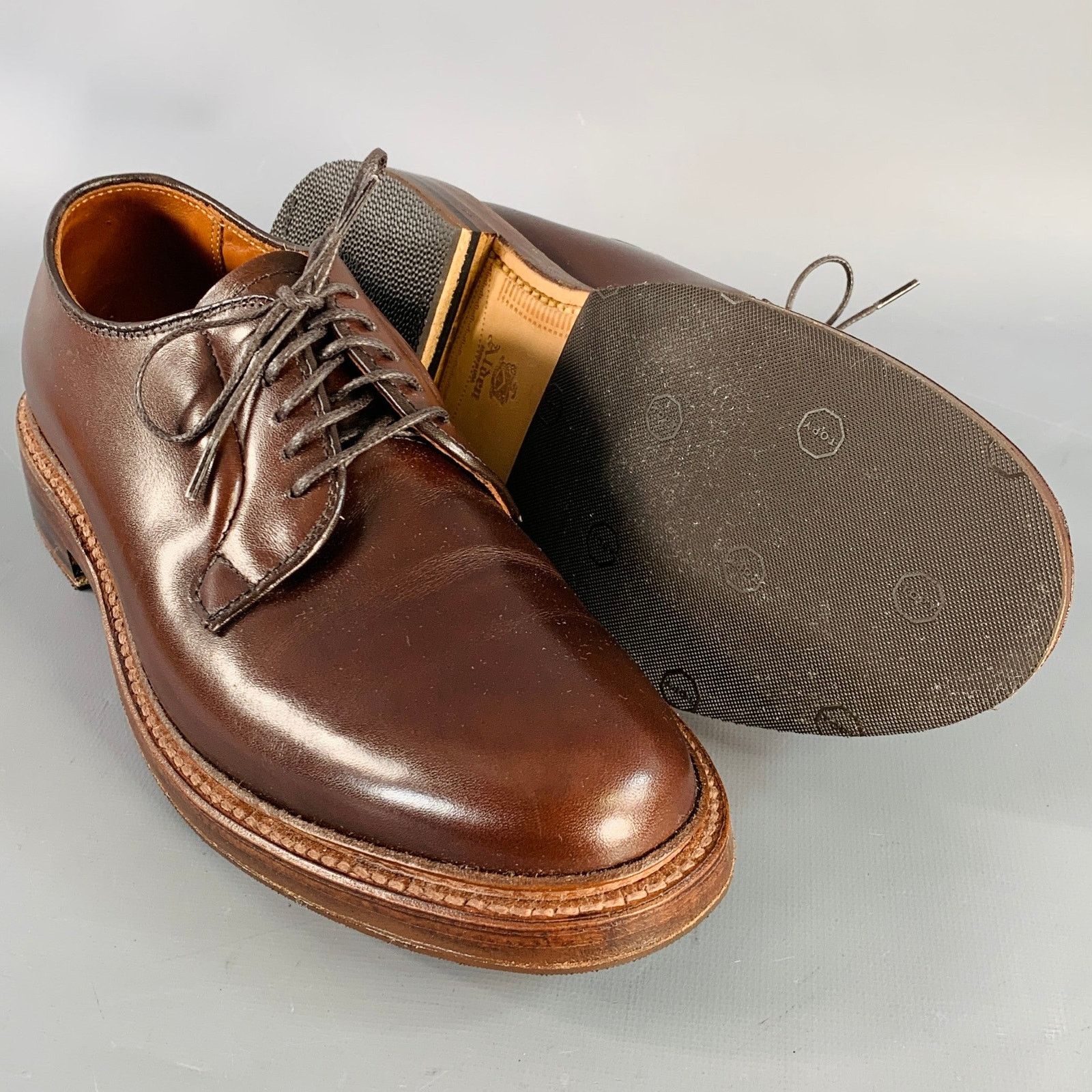 Alden ALDEN Plain Toe Blucher Brown Leather Derby Lace-Up Shoes Size US 6.5 / EU 39-40 - 5 Thumbnail