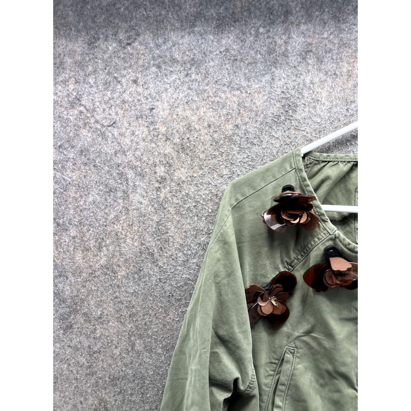 Banana Republic Banana Republic Jacket Womens L Green Military Twill Floral Applique Zip Navy? Size L / US 10 / IT 46 - 7 Thumbnail
