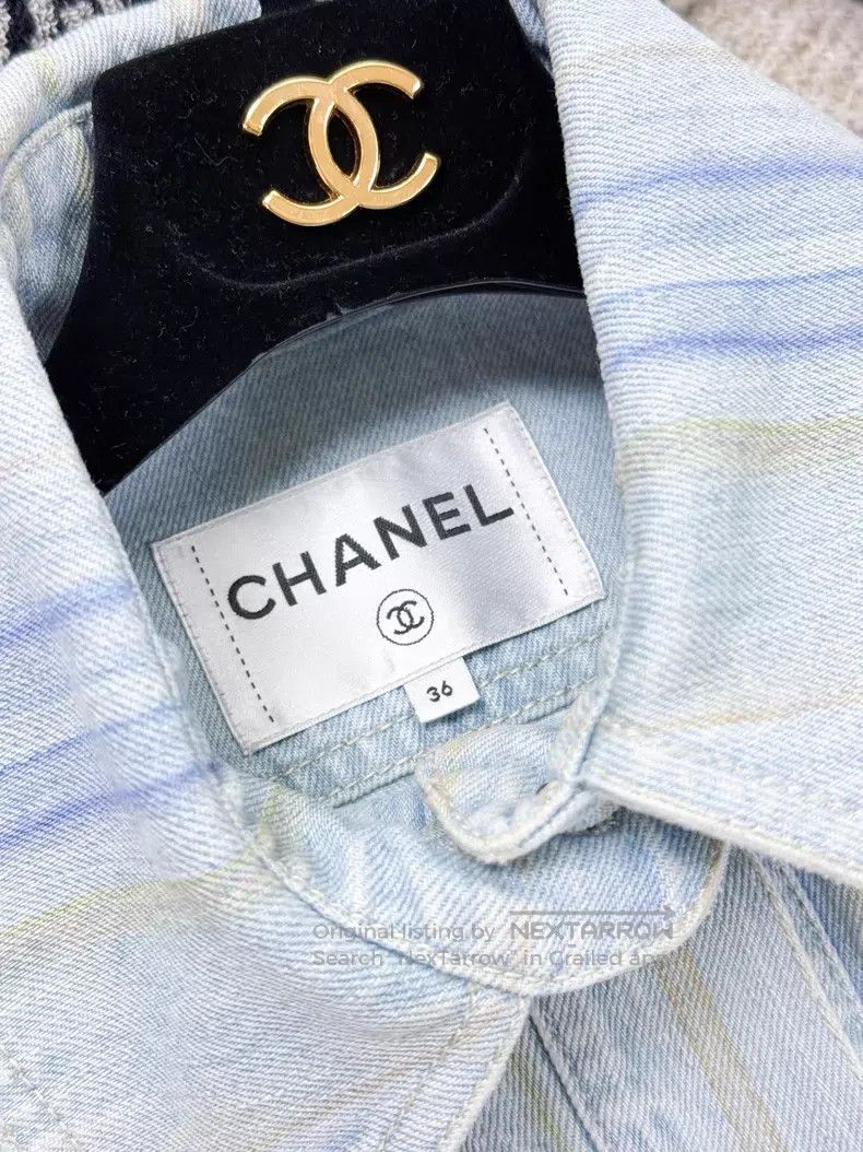 Chanel Chanel Blue vertical striped camellia denim jacket Size XS / US 0-2 / IT 36-38 - 6 Thumbnail