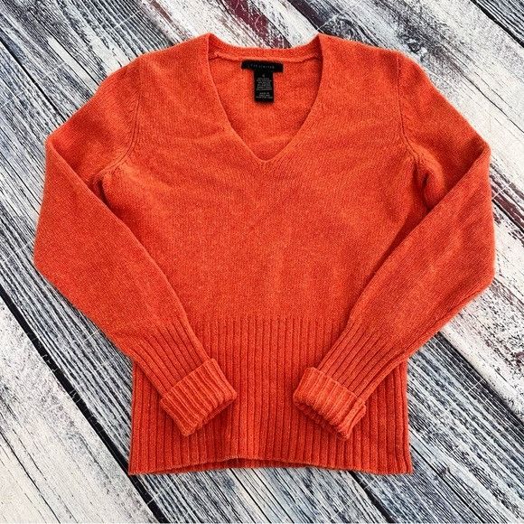 Other Vintage The Limited Wool Blend Orange V-Neck Ribbed Hem Swea Size S / US 4 / IT 40 - 2 Thumbnail