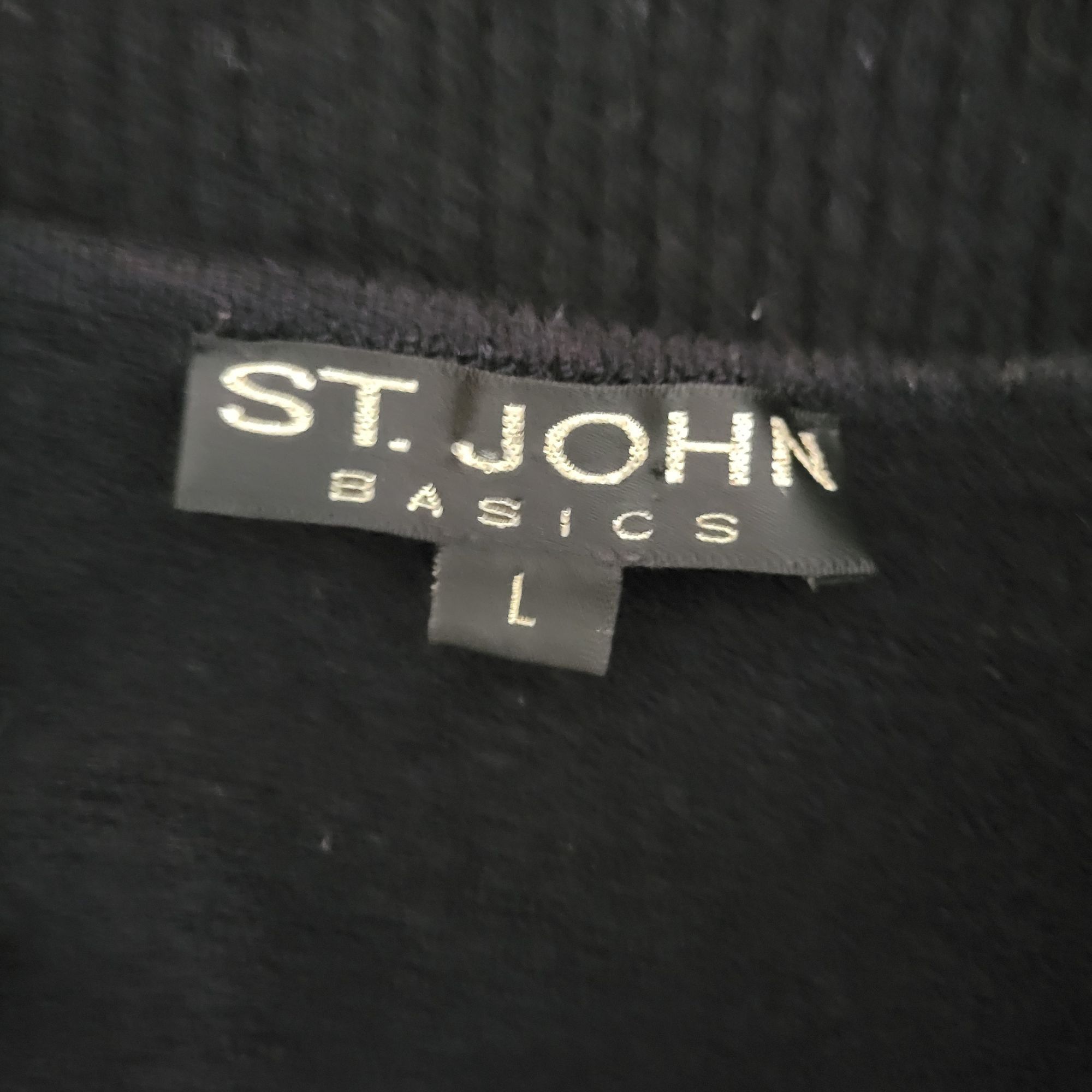 St. John St John Basics L Black Ribbed V Neck Cropped Sweater Top USA Size L / US 10 / IT 46 - 2 Thumbnail