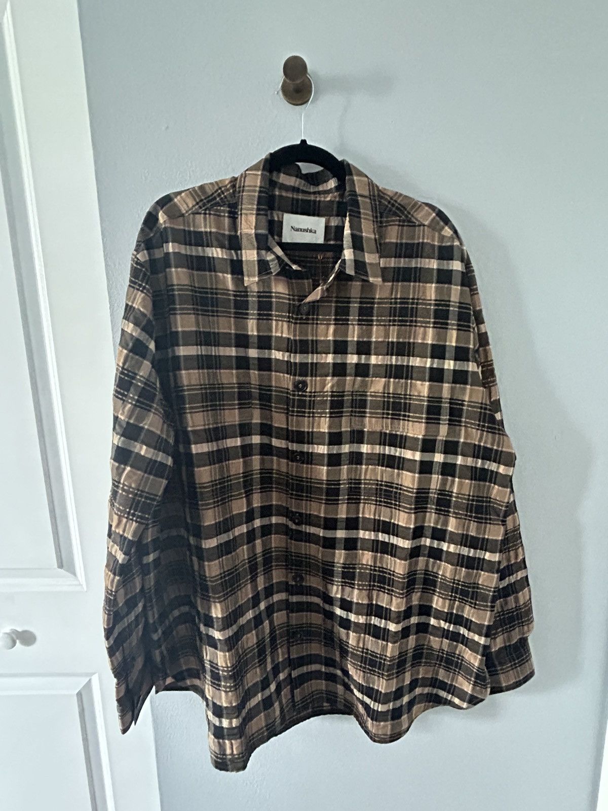 image of Nanushka - Black And Brown Jari Shirt, Men's (Size XL)