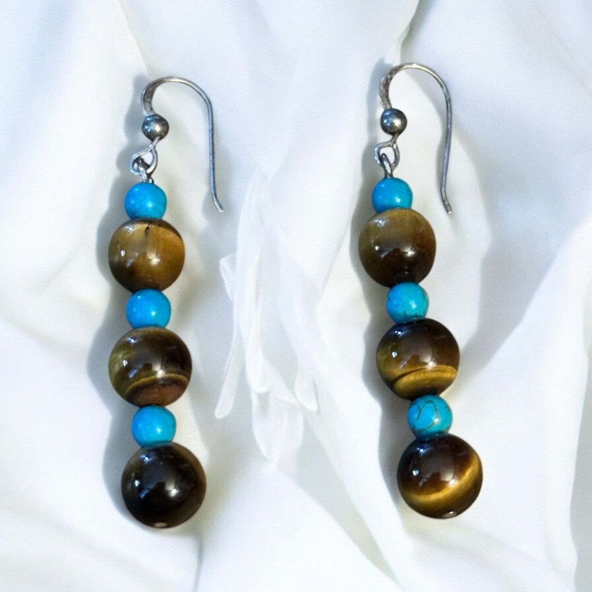 Other Tigers eye and turquoise bead dangle earrings Size ONE SIZE - 1 Thumbnail