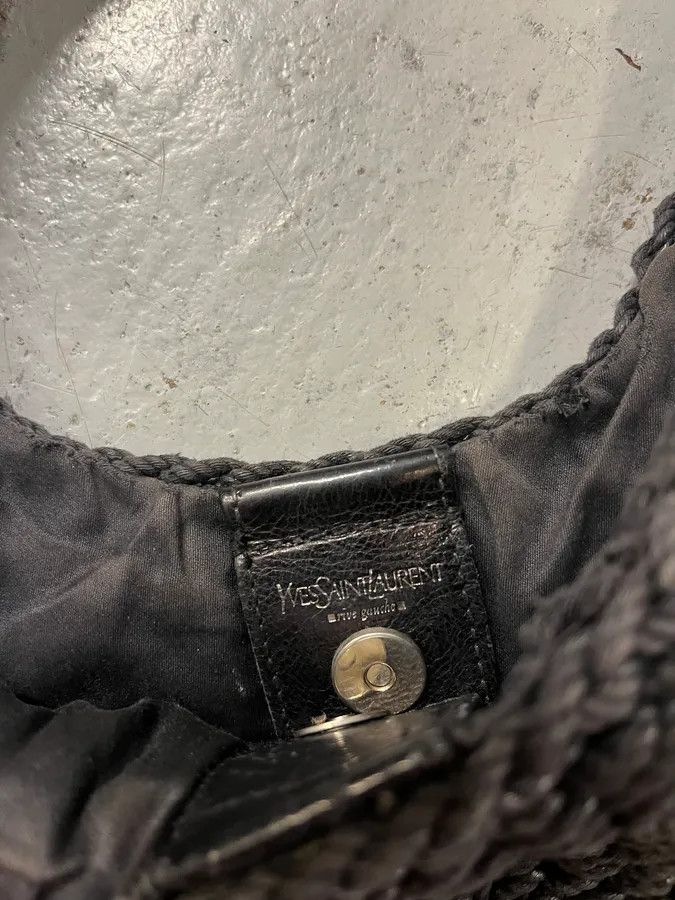 Yves Saint Laurent 2000s Yves Saint Laurent Mombasa Black Woven Knot Horn Handle Bag Size ONE SIZE - 8 Thumbnail