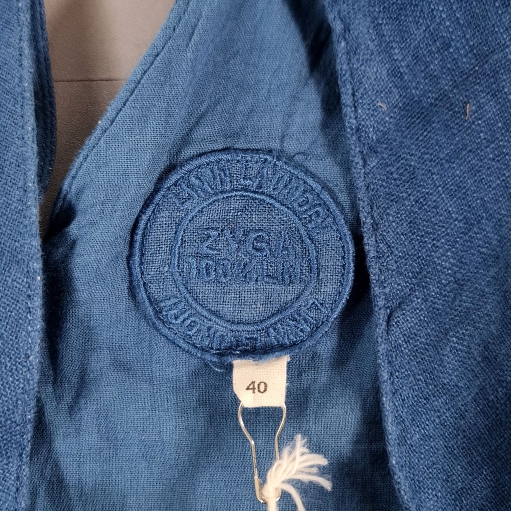Vintage VINTAGE? ZYGA Dress Blue Medium 100% Linen Summer Holiday Knee Length RRP £249 Size M / US 6-8 / IT 42-44 - 3 Thumbnail