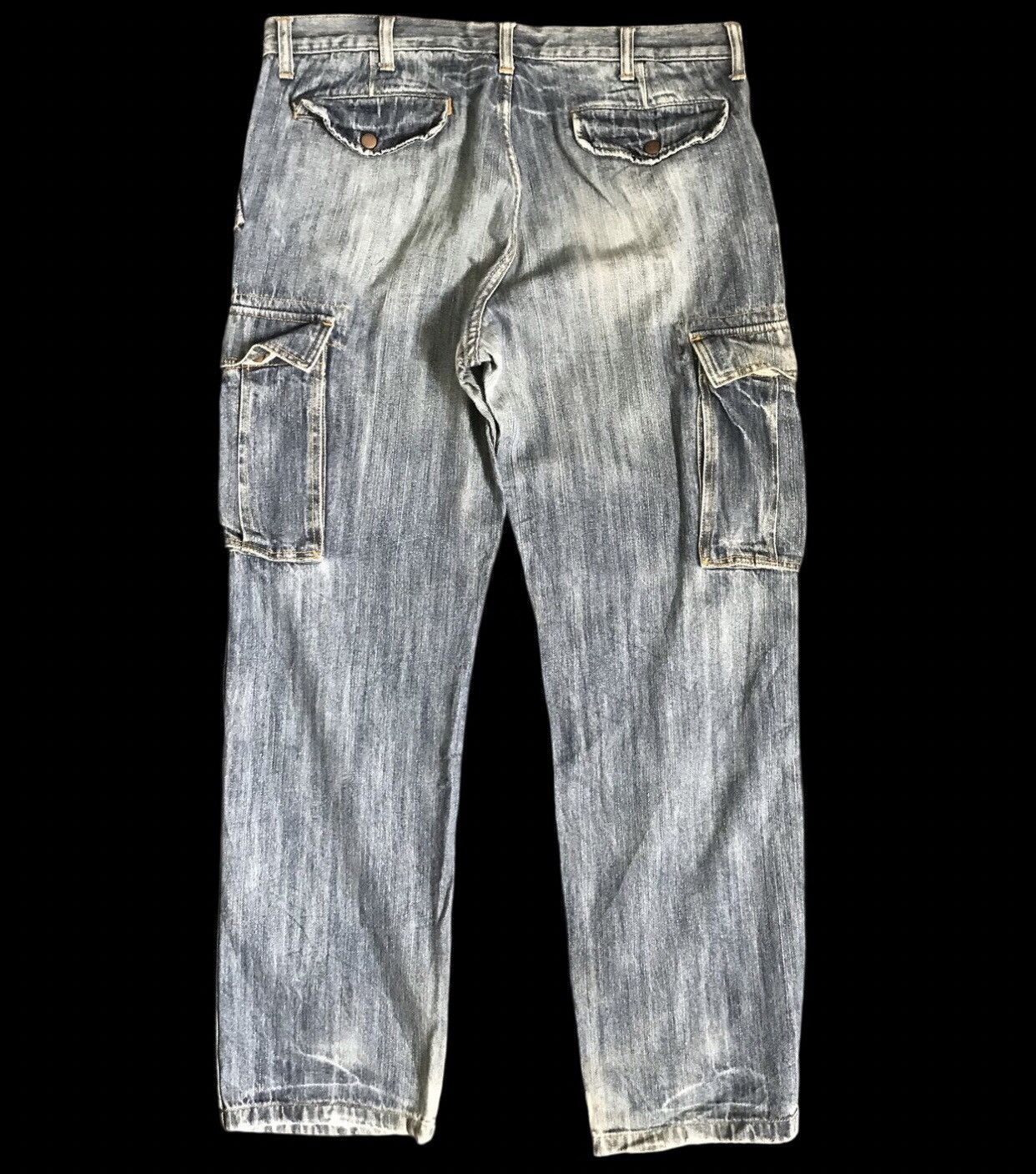 Global Work CP193 GLOBAL WORK Japan Faded Cargo Jeans Size US 35 - 2 Thumbnail
