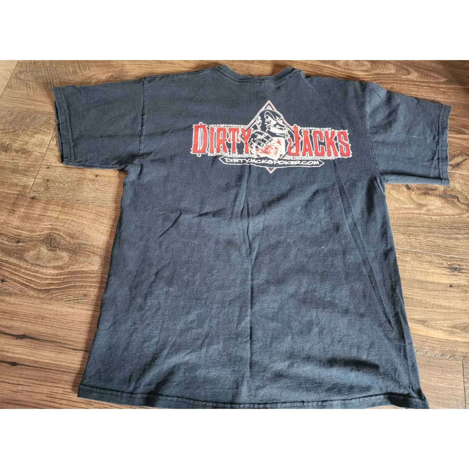 Gildan Gildan T-Shirt Mens L Black Poker Face Dirty Jack's Distressed Double Sided Size US L / EU 52-54 / 3 - 2 Thumbnail