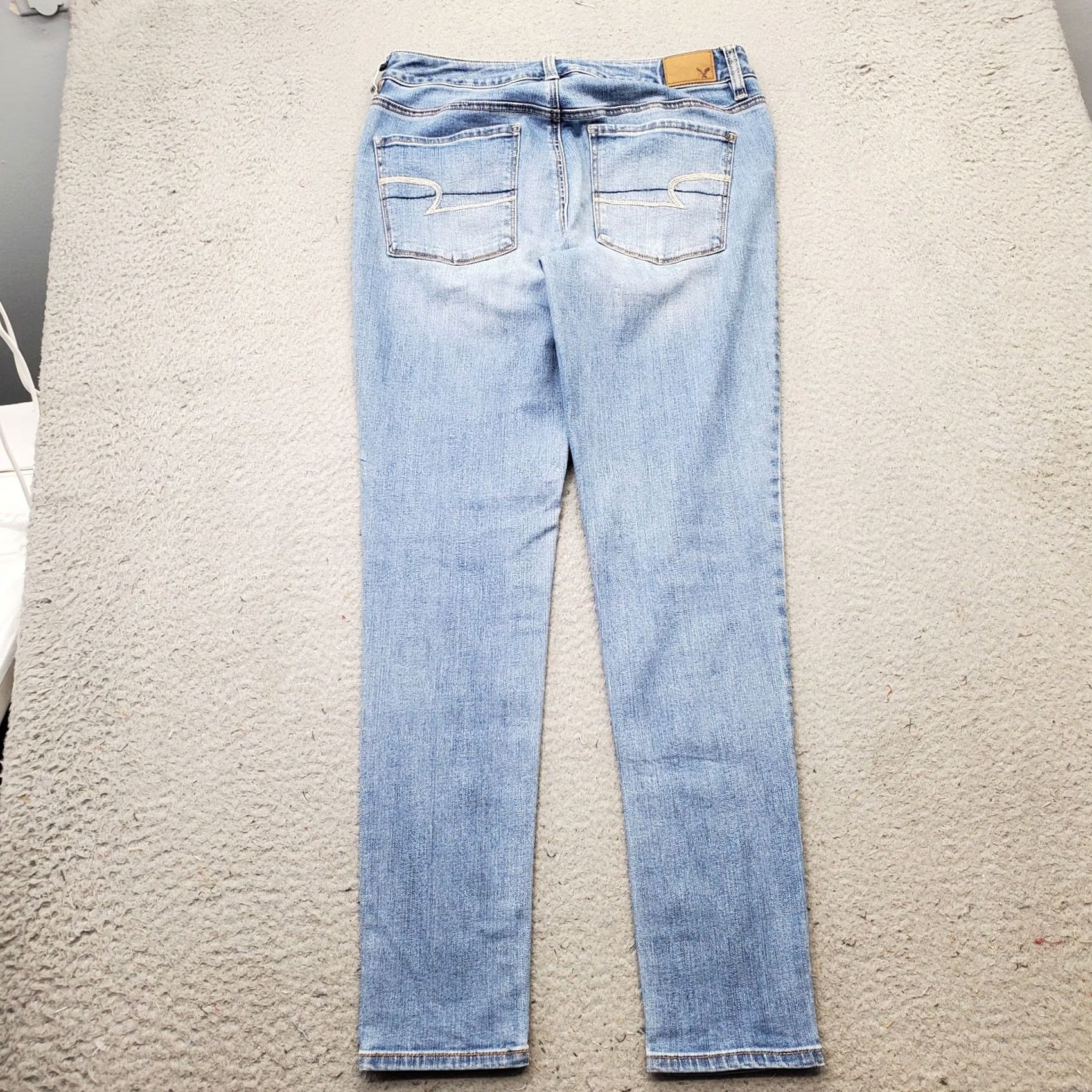 American Eagle Outfitters American Eagle Outfitters Womens 8 Blue Denim Jegging Jeans High Rise Plaid? Whiskered Size 30" / US 8 / IT 44 - 2 Thumbnail