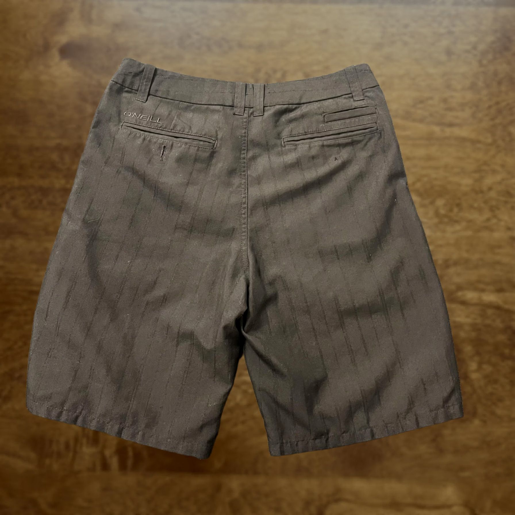 O'Neill O'Neill Shorts Mens 33 Brown Striped Chino Flat Front Casual Skate Surf Summer Mens Size US 33 - 1 Thumbnail