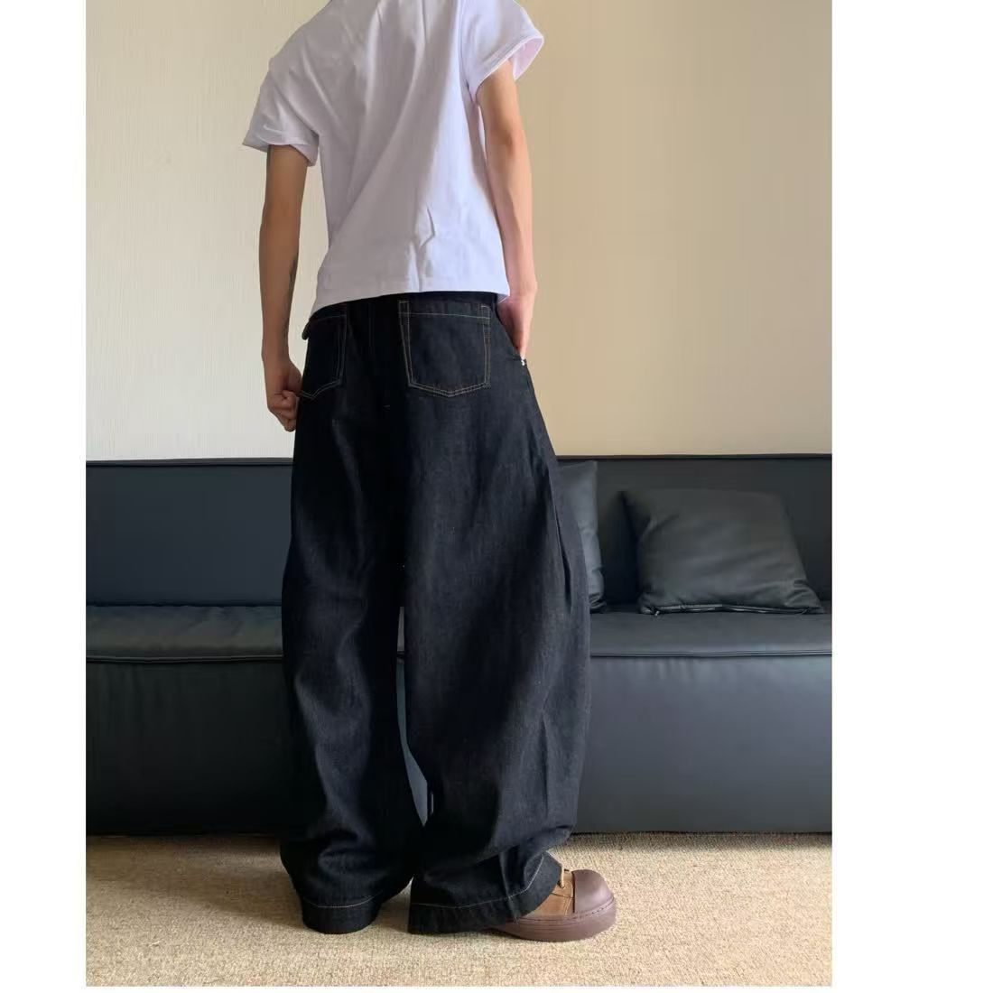 Japanese Brand × Jean American retro black washed loose scimitar jeans Size US 32 / EU 48 - 3 Thumbnail