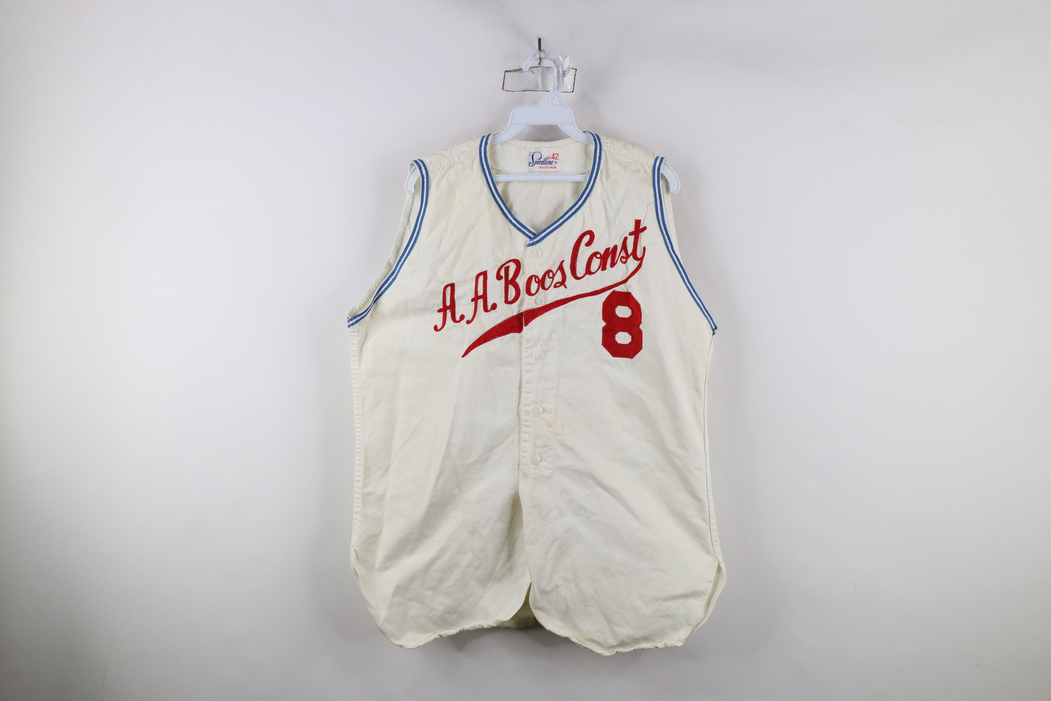 Vintage Vintage 50s Stitch Sleeveless Baseball Jersey White USA Size US XL / EU 56 / 4 - 1 Thumbnail