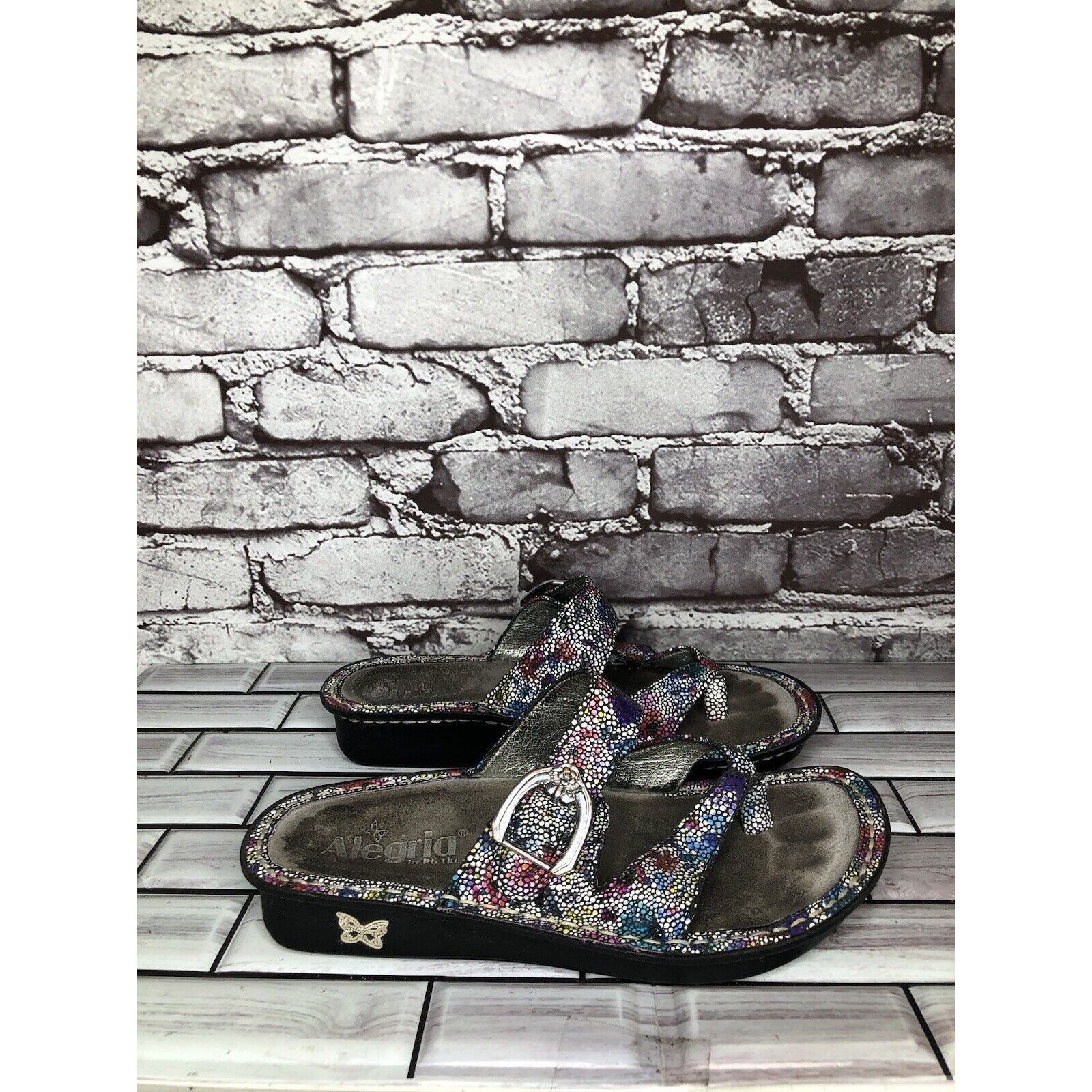 Allegri Alegria Floral Print Thong Strap Casual Wedge Sandals Women Size US 6 / IT 36 - 1 Thumbnail