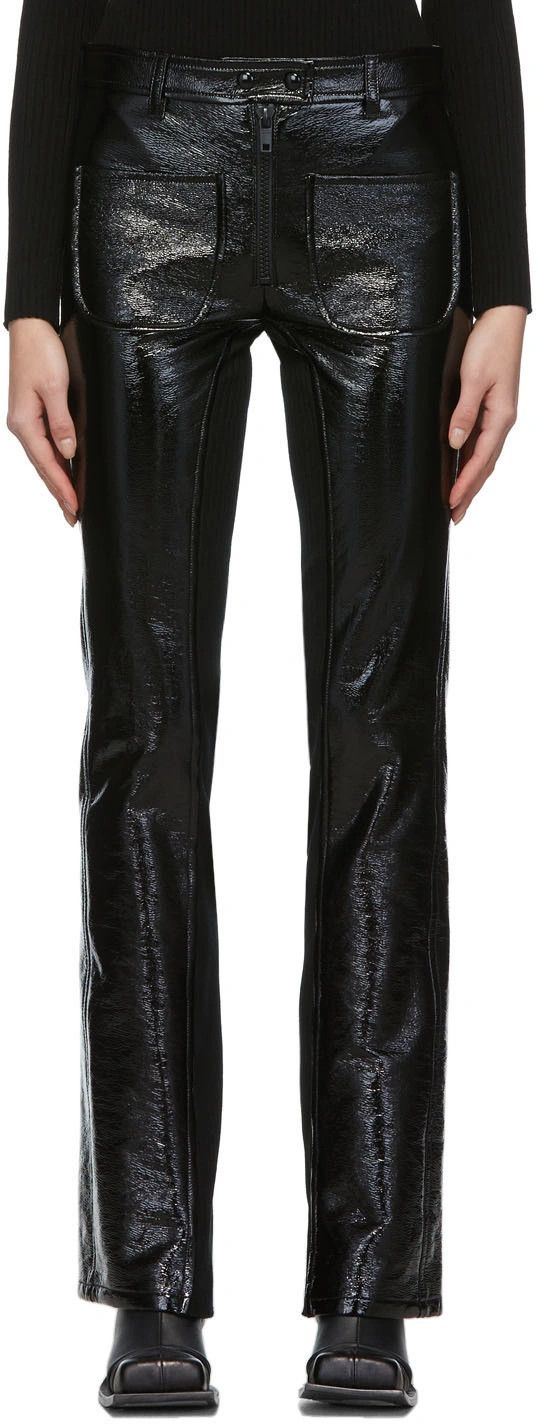 o1mle0524 Vinyle Et Maille Trousers in Black