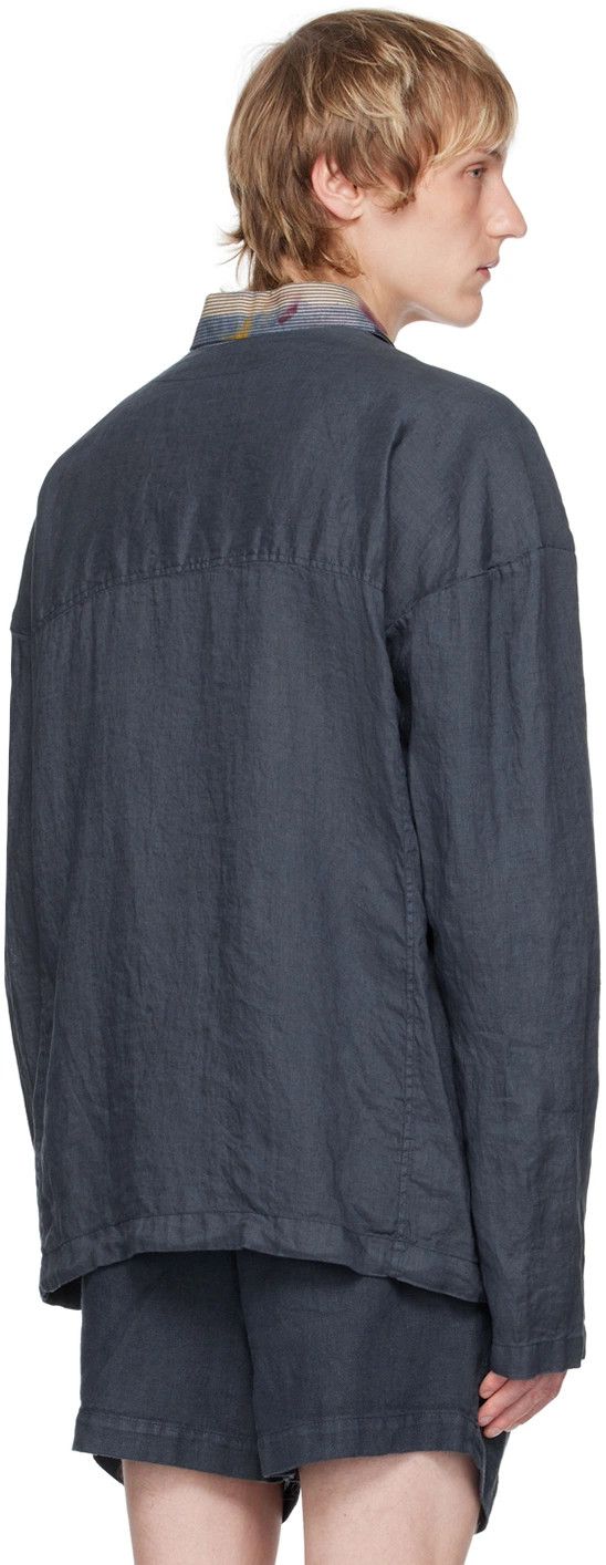 Vivienne Westwood o1y0525 Linen Shirt in Midnight Blue Size US M / EU 48-50 / 2 - 3 Thumbnail