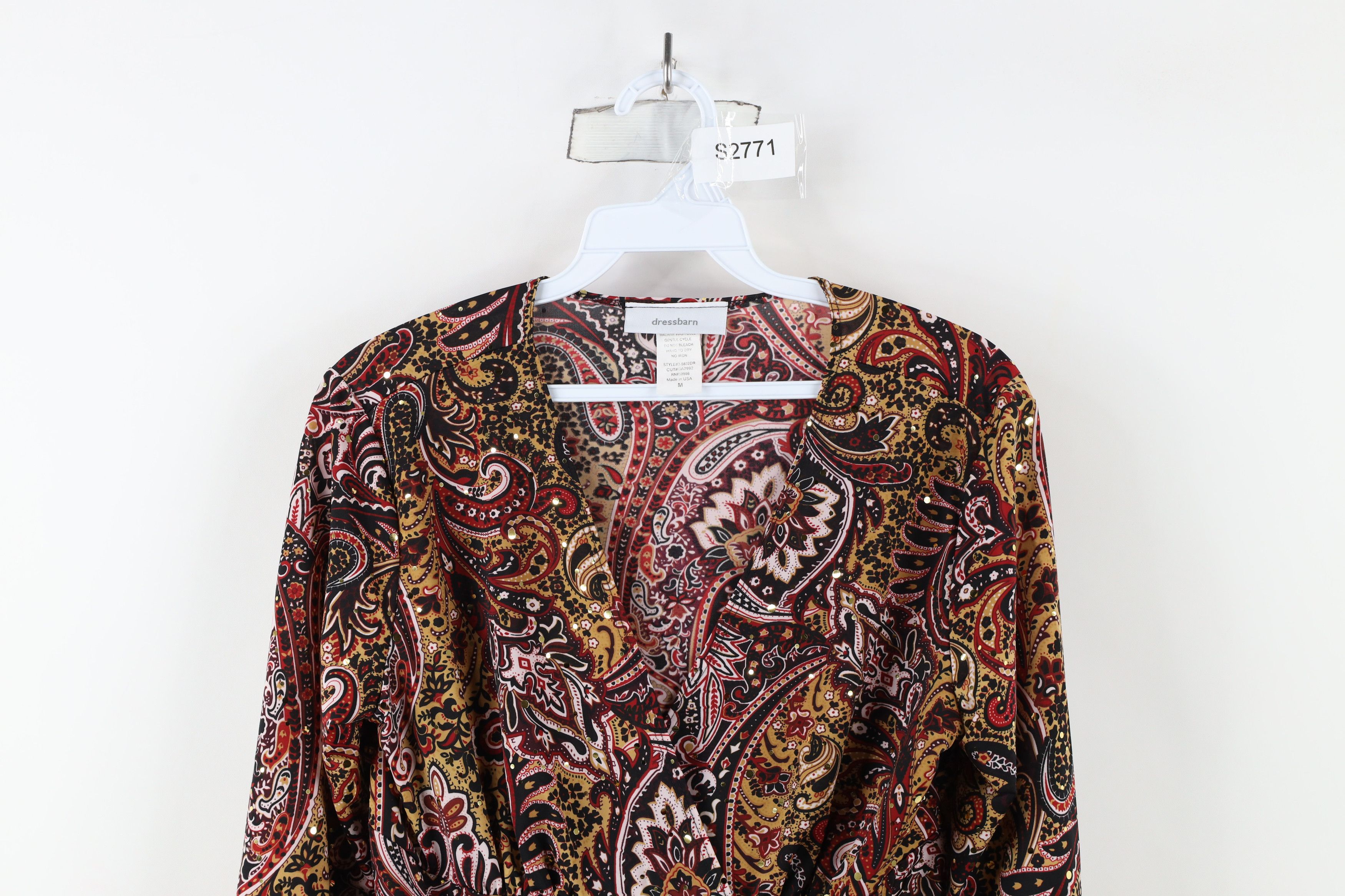 Vintage Vintage 90s Y2K Babydoll Paisley Sequin Blouse Top Shirt USA Size M / US 6-8 / IT 42-44 - 2 Thumbnail