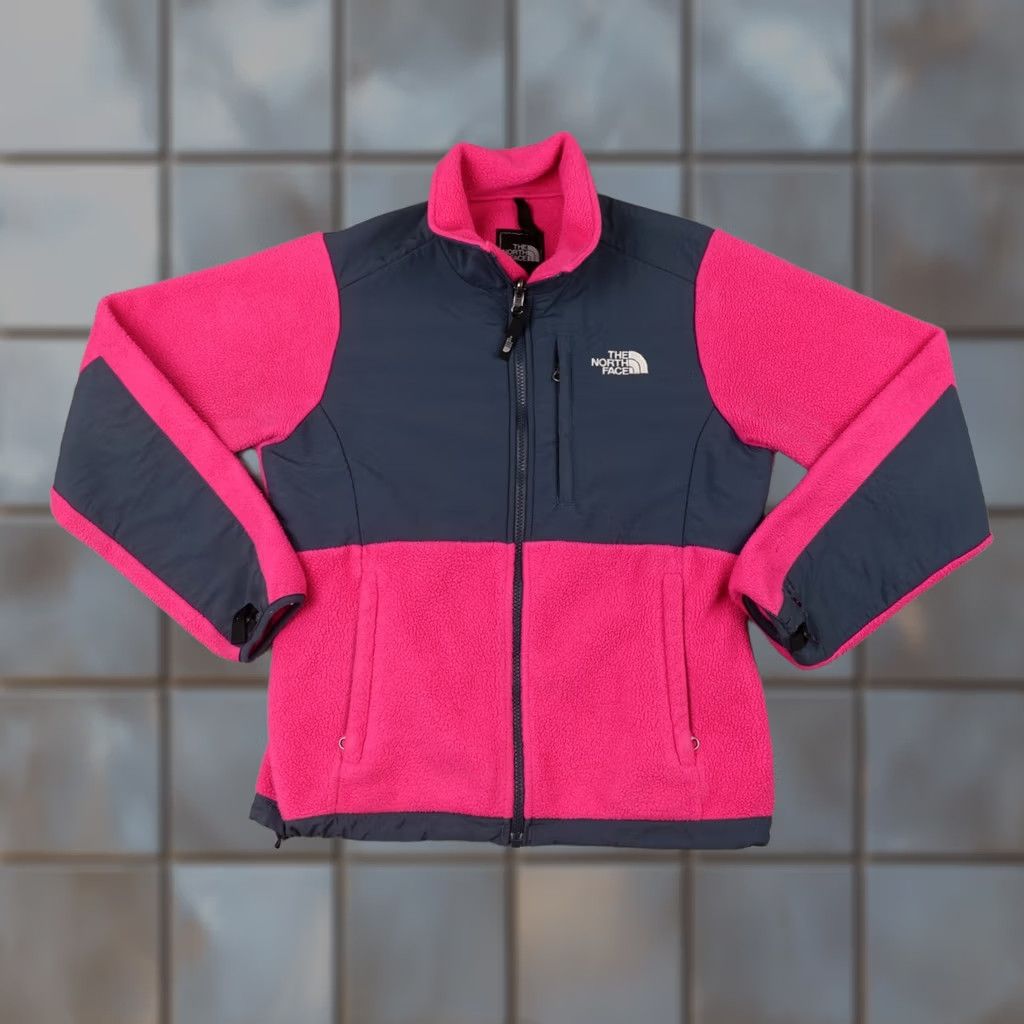The North Face The North Face Denali Jacket Womens Small Pink Gray Polartec Full Zip Fleece Size S / US 4 / IT 40 - 1 Thumbnail