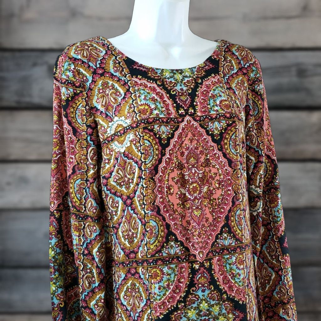 Billabong Billabong Womens Dress Sz Small Pink Brown Boho Long Sleeve Scoop Back Size S / US 4 / IT 40 - 1 Thumbnail