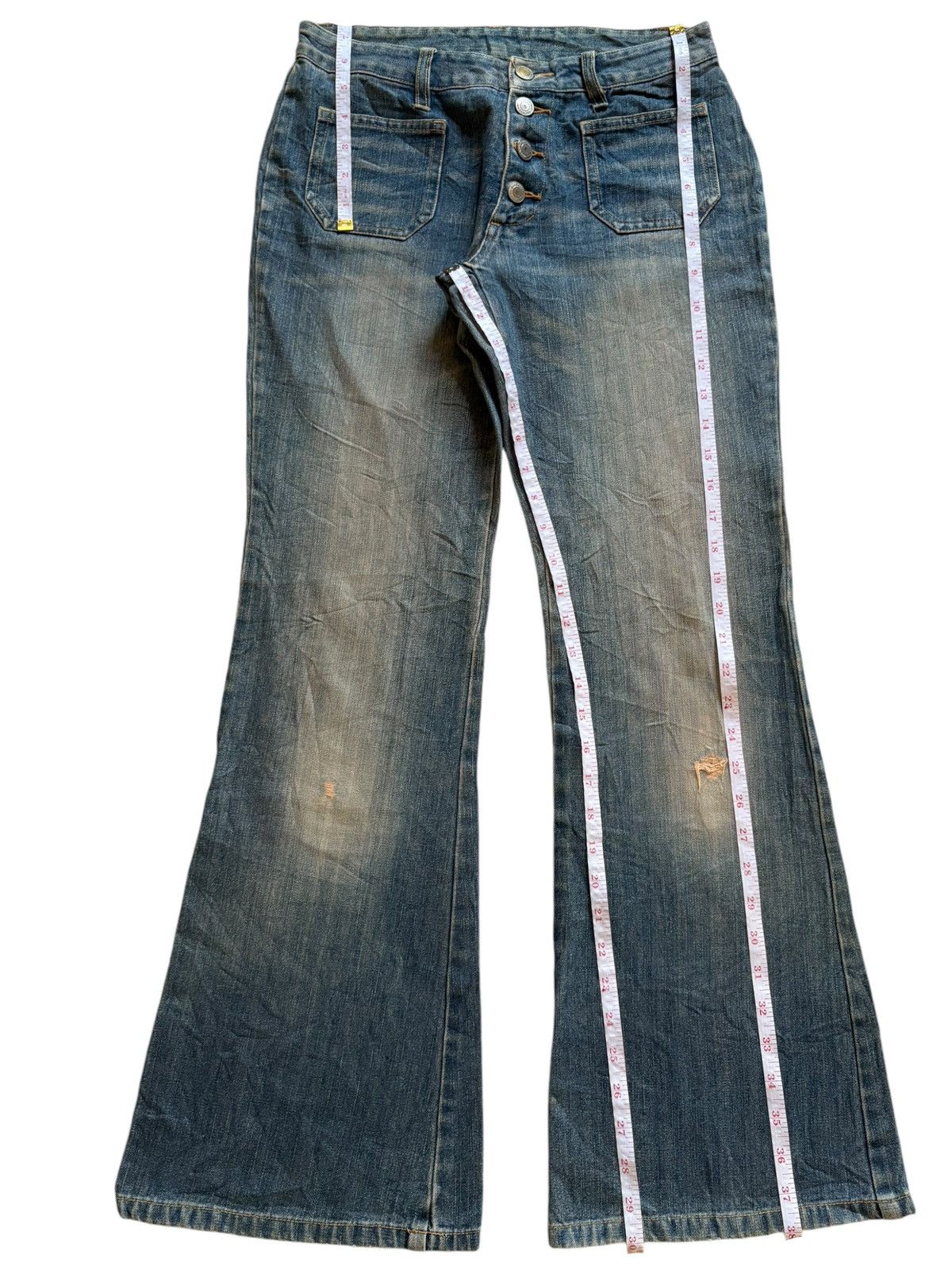 Japanese Brand Vintage Japanese Mud Wash Bush Pants Flare Jeans Size 28" / US 6 / IT 42 - 13 Thumbnail