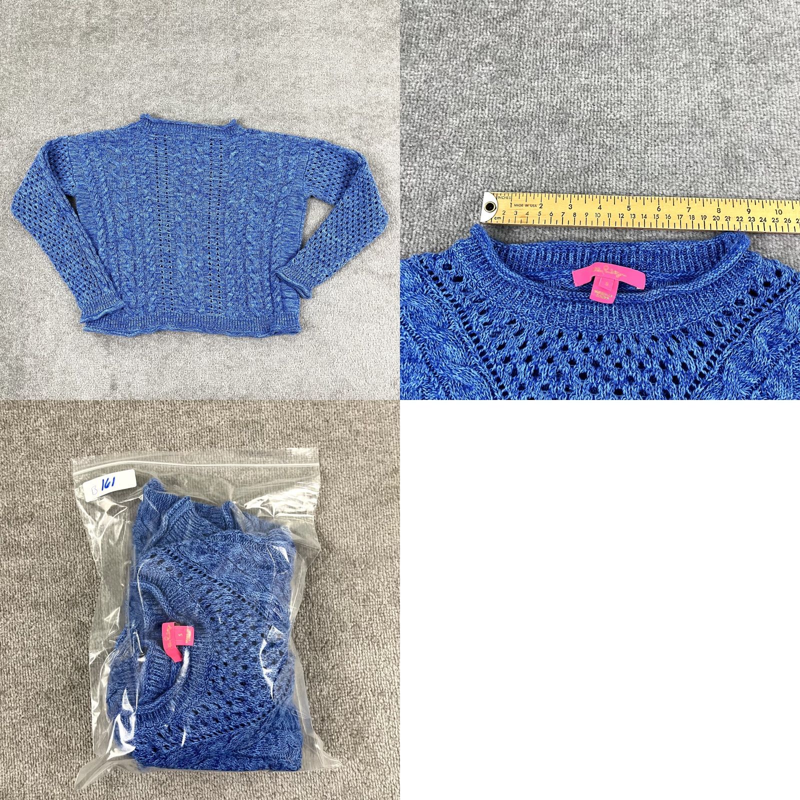 Lilly Pulitzer LILLY PULITZER Sweater Womens Small Blue Knit Maxcy Mix Stitched Preppy 008396 Size S / US 4 / IT 40 - 8 Thumbnail