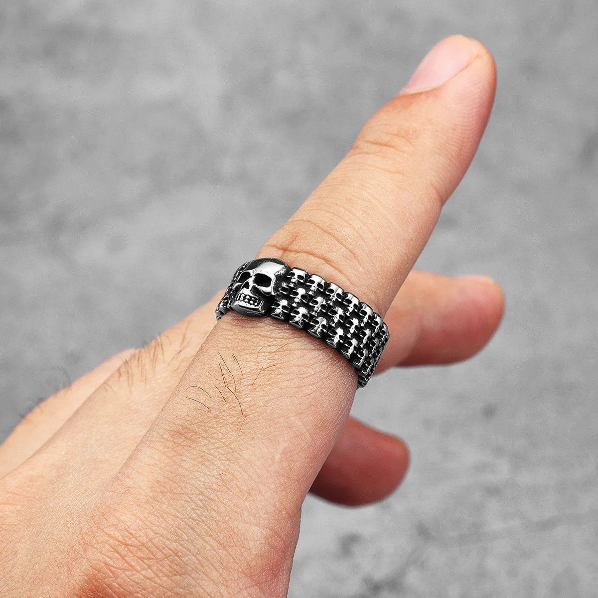 Vintage Skull Unique Men Ring Size ONE SIZE - 1 Thumbnail