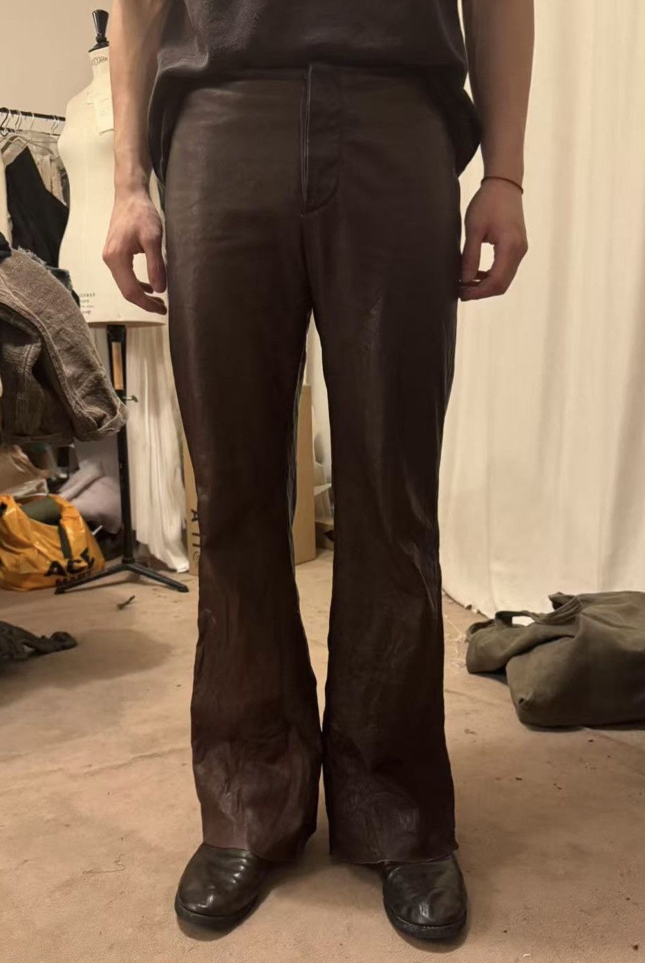 Carpe Diem Carpe Diem Burgundy Leather Pants Size US 30 / EU 46 - 2 Thumbnail