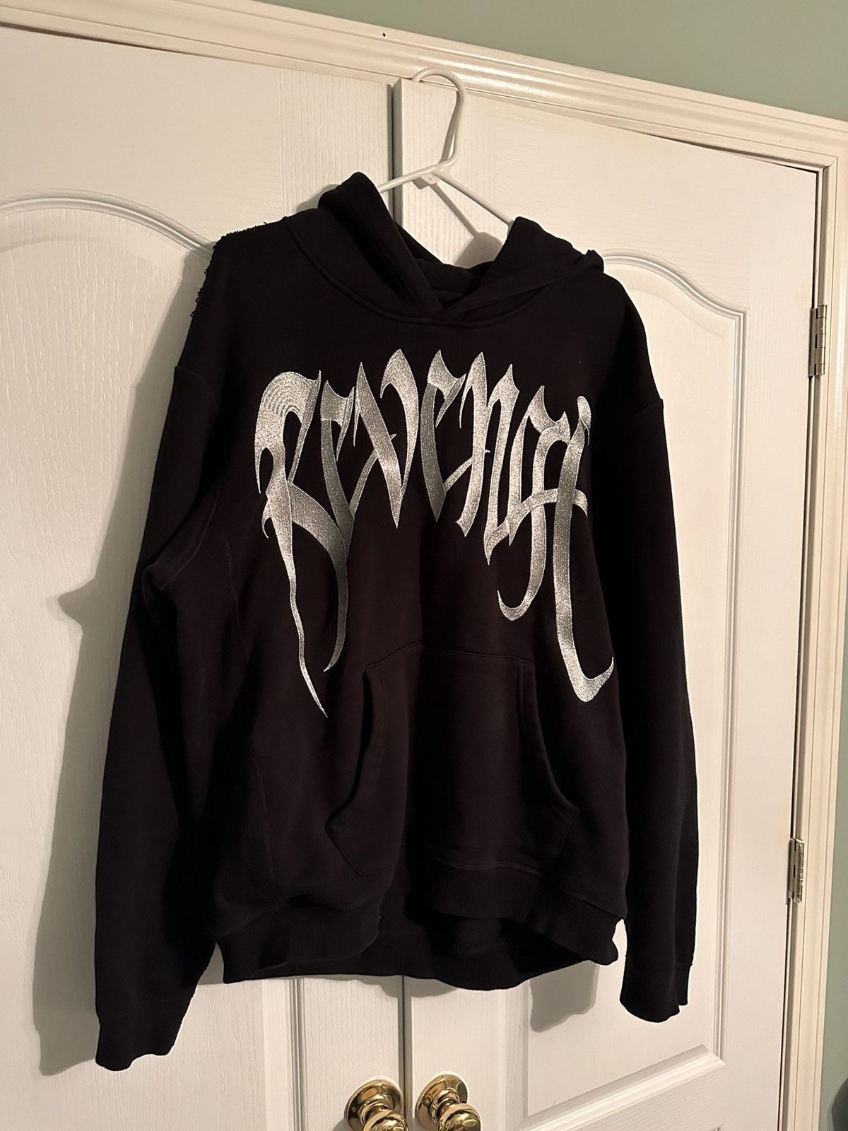 Revenge Revenge Black Silver Embroidered French Terry Hoodie Grailed