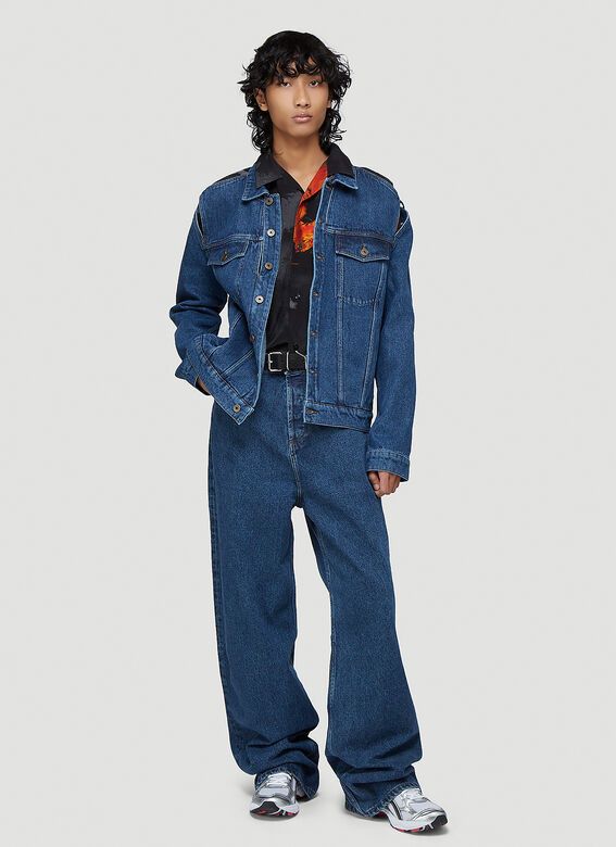 Y/Project Blue Layered Denim Jacket with Cut Outs Size US S / EU 44-46 / 1 - 1 Thumbnail