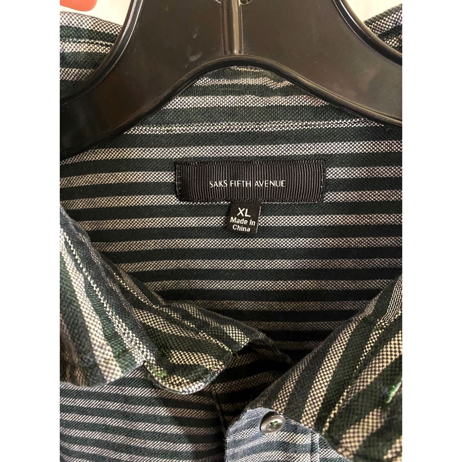Saks Fifth Avenue Saks Fifth Avenue Gray Stripe Long Sleeve POLO SHIRT XL Extra Large Size US XL / EU 56 / 4 - 5 Thumbnail