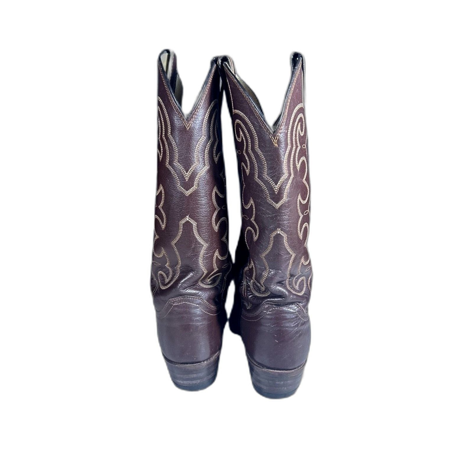 Justin Boots Justin Brown Leather Cowboy Boots Embroidered #4596 Mens 6D Size US 6 / EU 39 - 3 Thumbnail