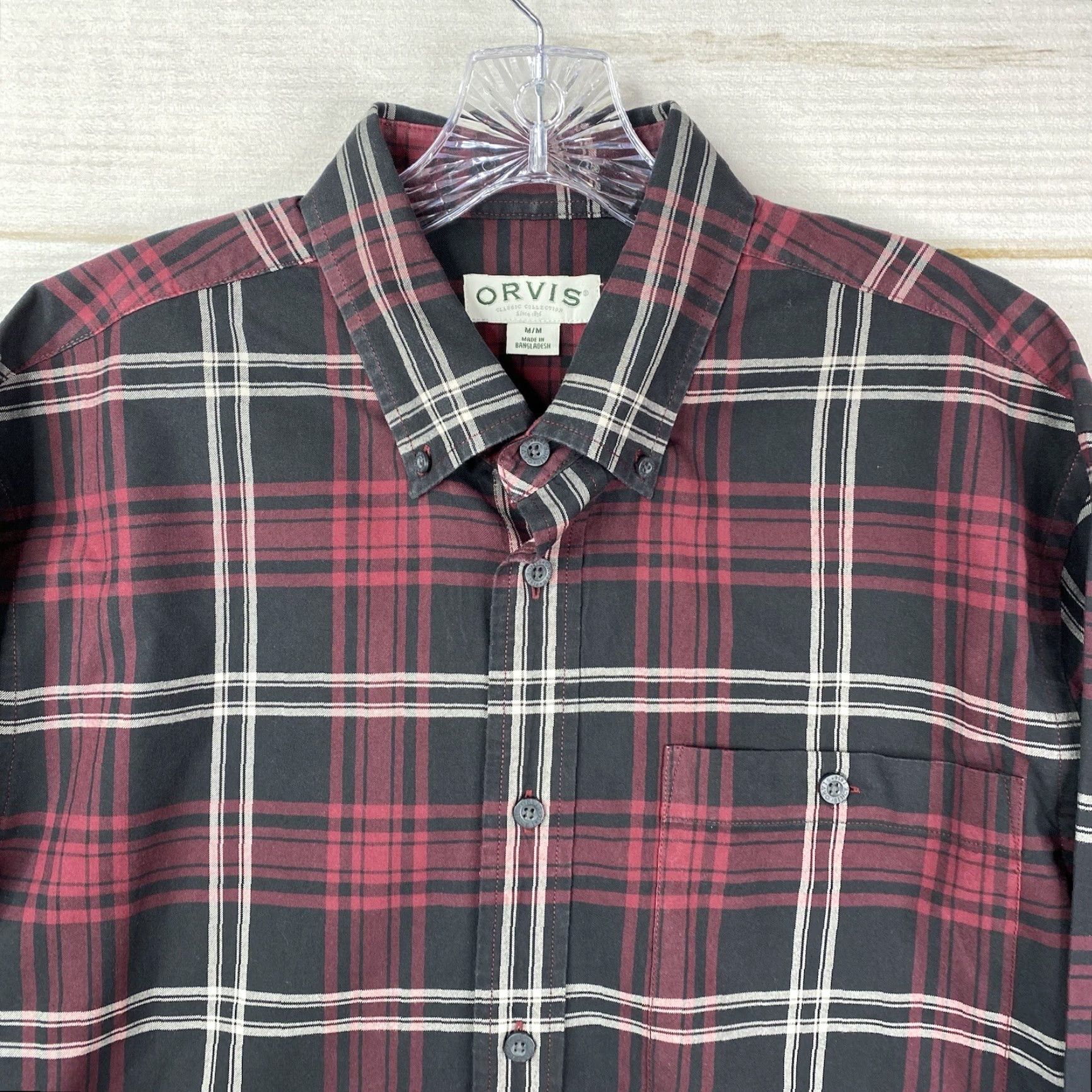 Orvis Orvis Shirt Mens M Red Black Plaid Button Down Long Sleeve Pocket Heavy Cotton Size US M / EU 48-50 / 2 - 2 Thumbnail