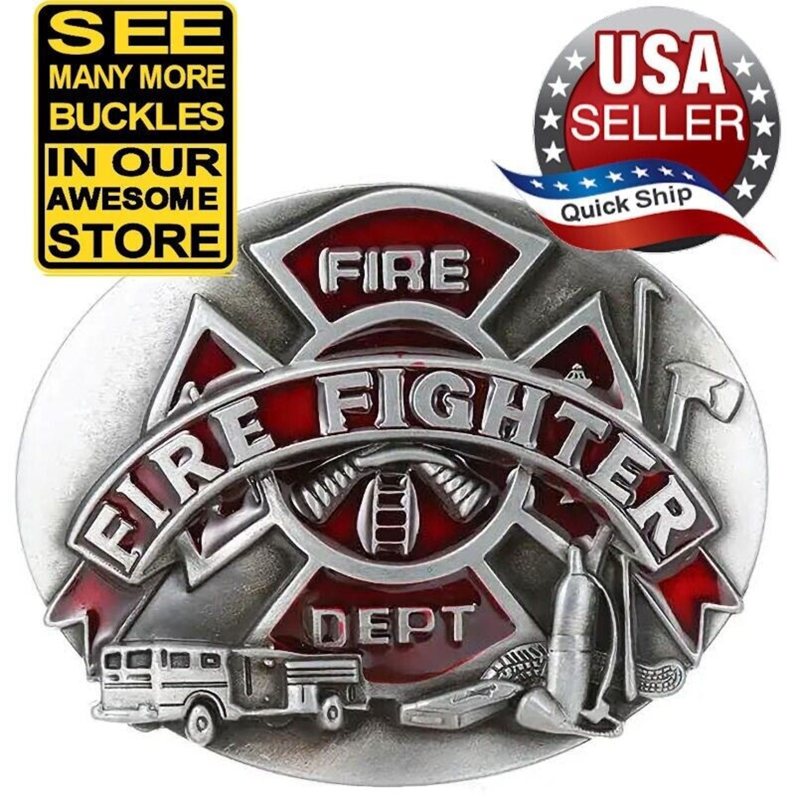 Street Fighter Fire Fighter • Fireman • Men's Western Belt Buckle Size ONE SIZE - 1 Thumbnail