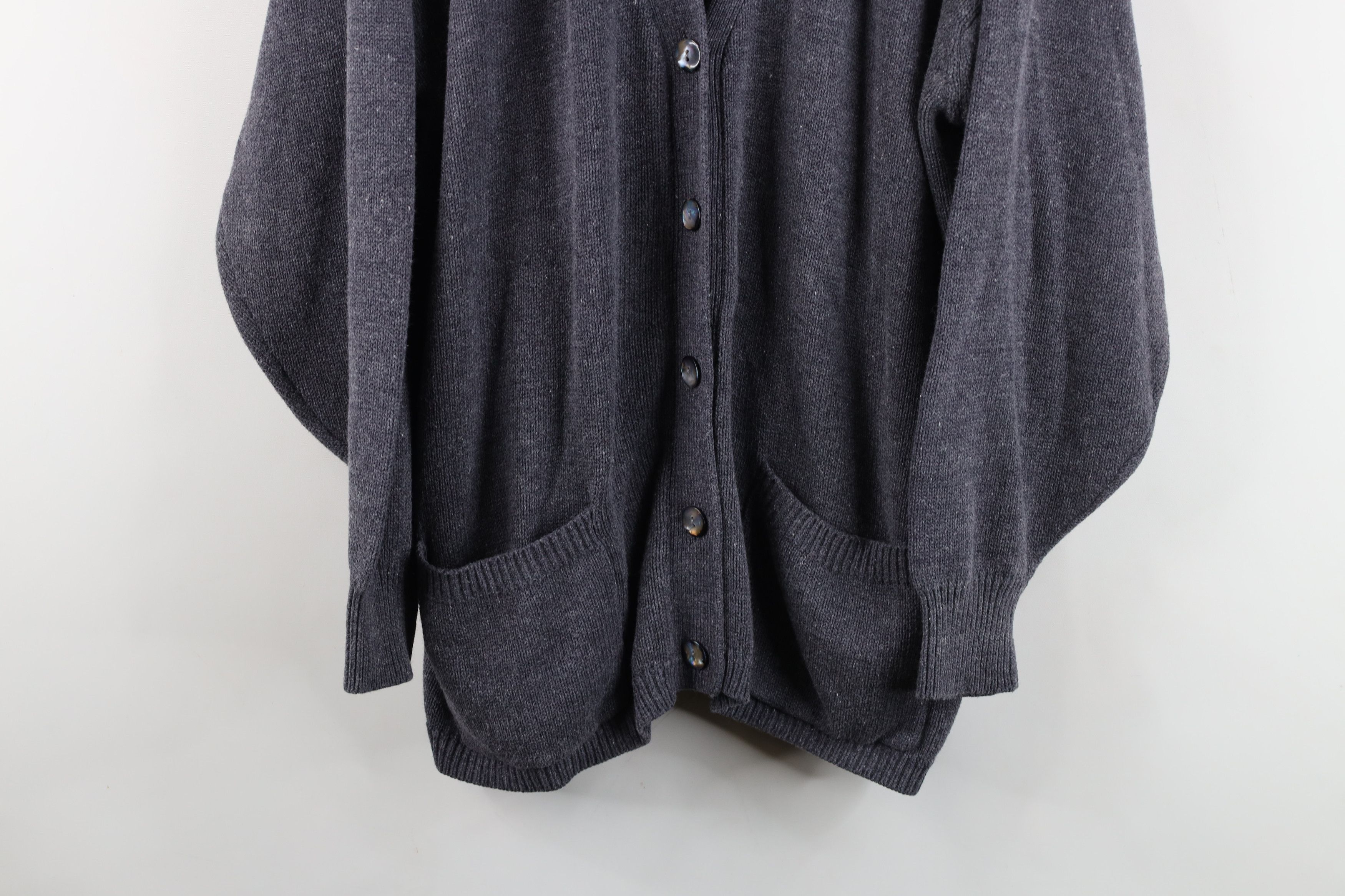 Vintage Vintage 90s Streetwear Blank Knit Cardigan Sweater Gray Size L / US 10 / IT 46 - 3 Thumbnail