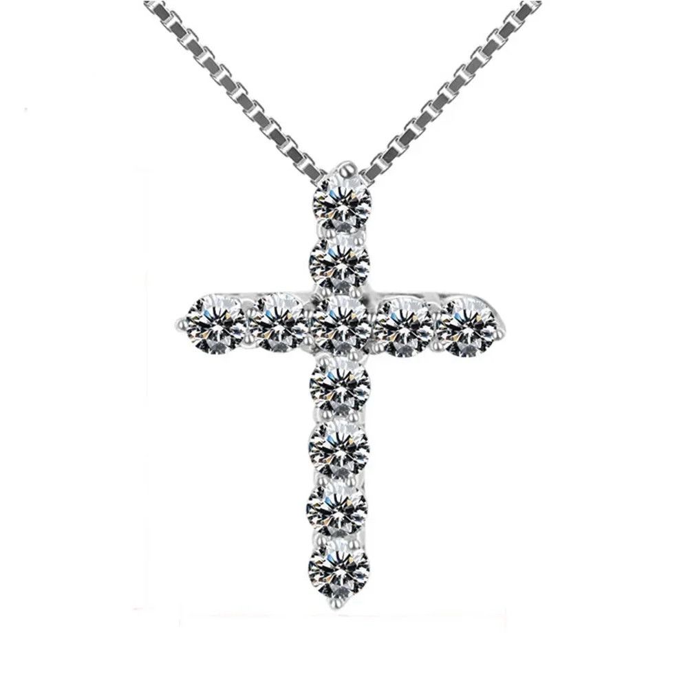 Jewelry Zircon Cross Pendant Necklace Size ONE SIZE - 3 Thumbnail