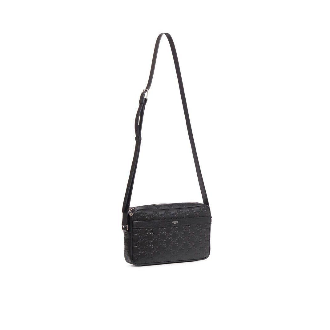 Celine CELINE $2300 Black Triomphe Embossed Medium Messenger Bag Ne Size ONE SIZE - 2 Thumbnail