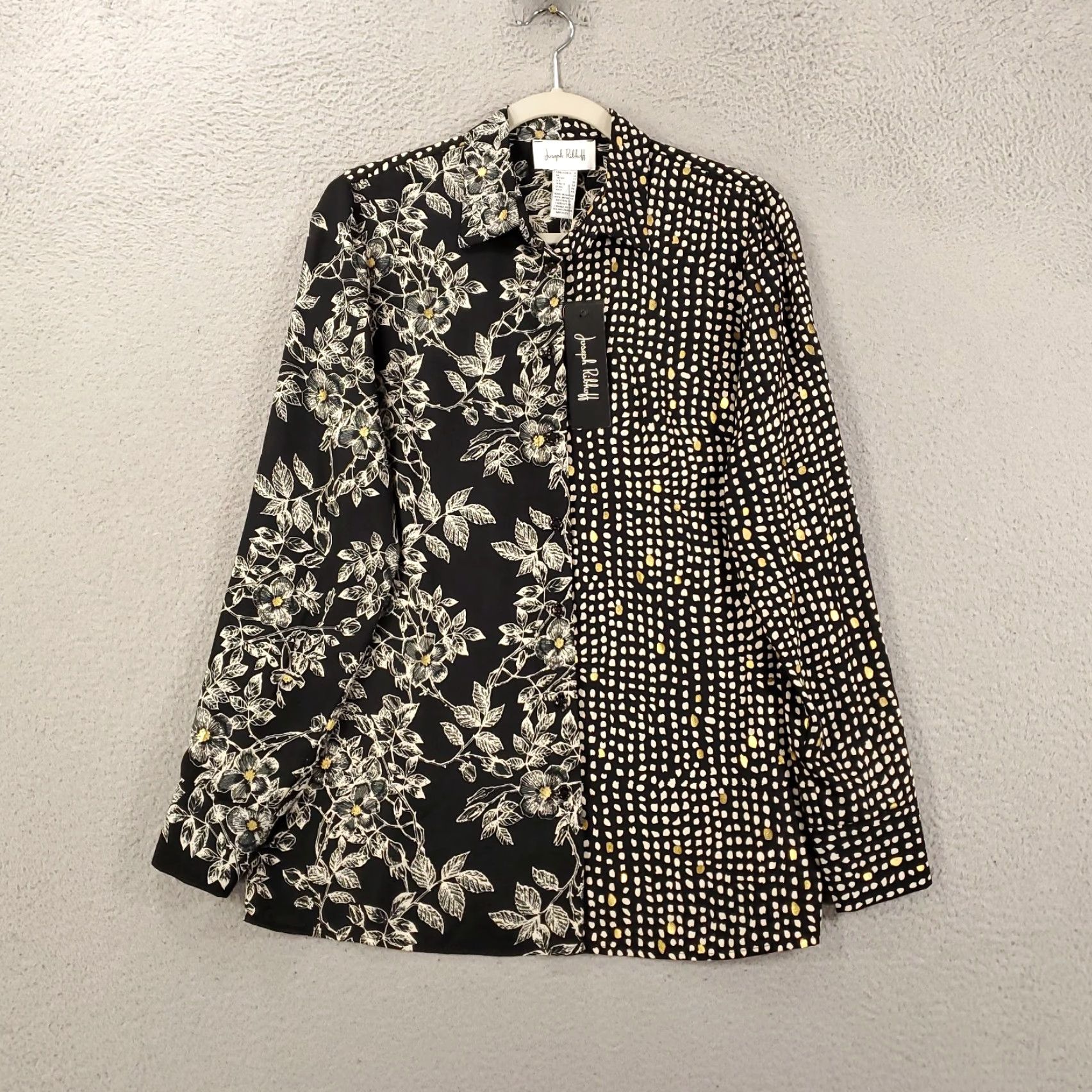 Joseph Ribkoff Joseph Ribkoff Blouse Womens 8 Black Floral Polka Dot Mixed Print Size M / US 6-8 / IT 42-44 - 2 Thumbnail