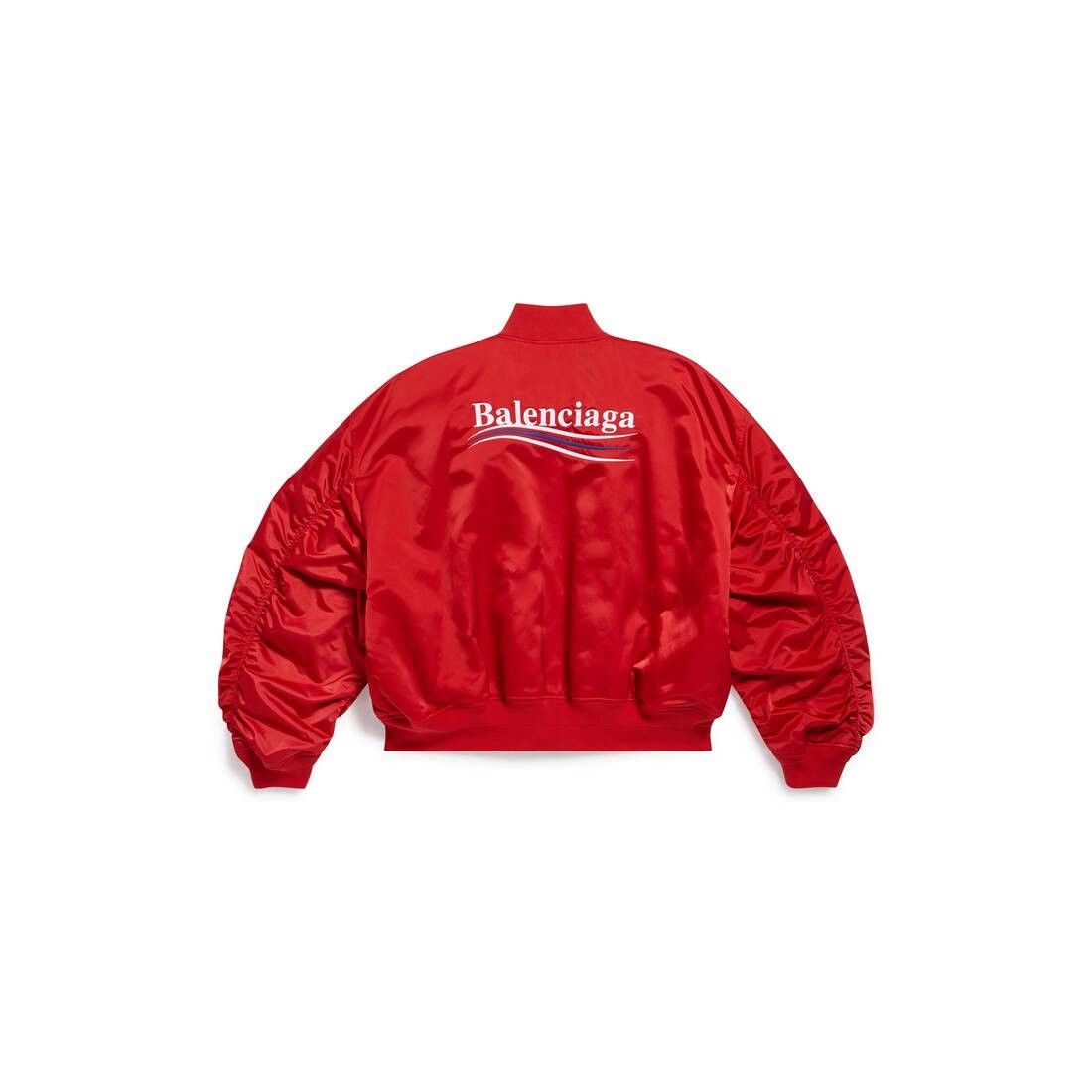 Balenciaga o1mt1gz0525 Political Campaign Varsity Jacket in Bright Red Size M / US 6-8 / IT 42-44 - 2 Thumbnail