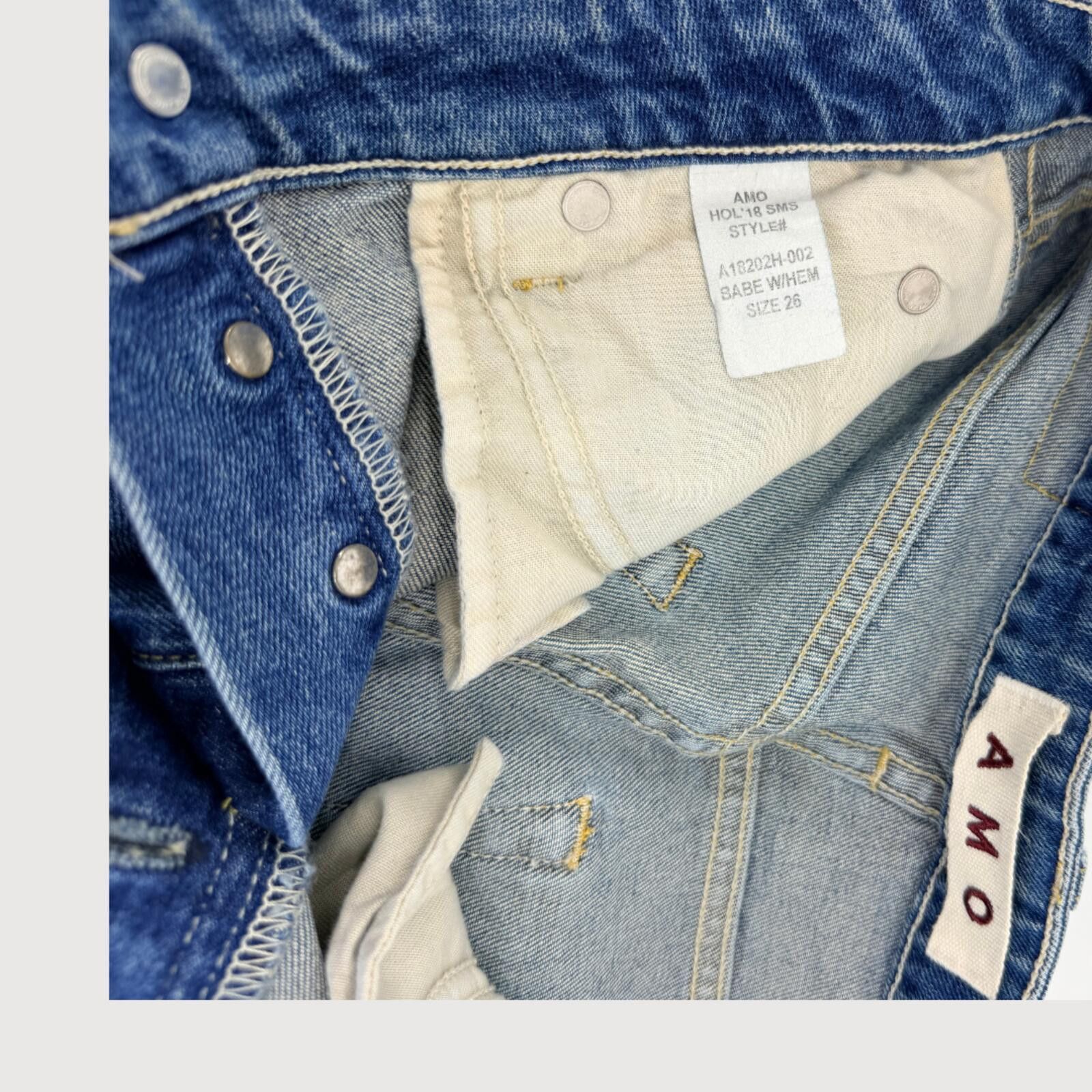 AMOMENTO AMO Babe High Rise Cigarette Jeans Raw Hem 26 Size 26" / US 2 / IT 38 - 5 Thumbnail