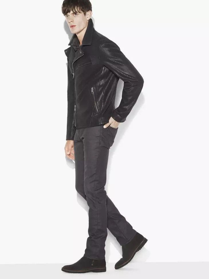 John Varvatos Scaled Leather Biker Jacket Size large Size US L / EU 52-54 / 3 - 4 Thumbnail