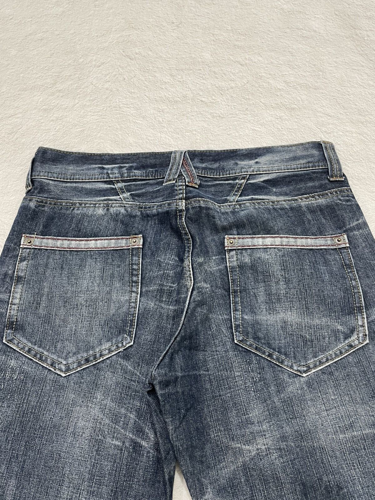 Japanese Brand 00s Japanese Whiskered Denim Heavy Fade Straight Fit Y2K Size US 34 / EU 50 - 8 Thumbnail