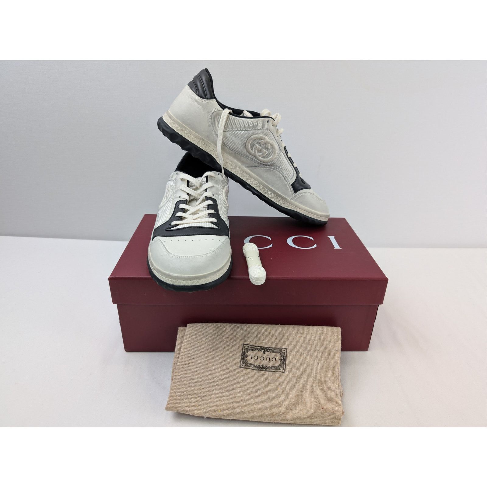 Gucci o1rshd1 Men's Mac80 GG Low Top Sneakers in Off-White Size US 12.5 / EU 45-46 - 16 Thumbnail