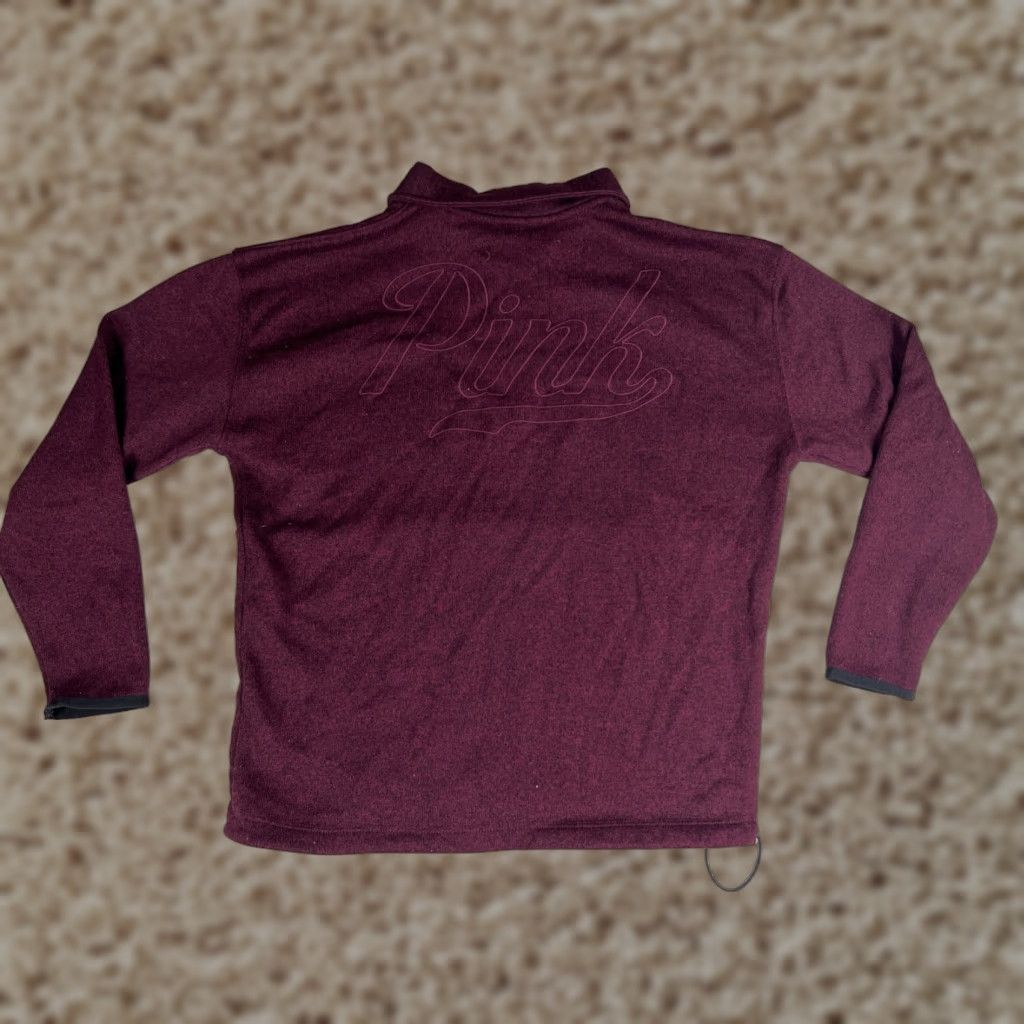 Pinko PINK Jacket Womens Small Burgundy 1/4 Zip Knit 100% Polyester Size S / US 4 / IT 40 - 1 Thumbnail
