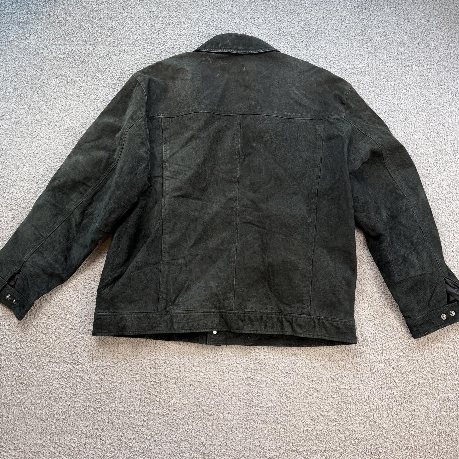 Savile Row Vintage Distressed Leather Trucker Jacket XL Plaid Lined Size US XL / EU 56 / 4 - 2 Thumbnail