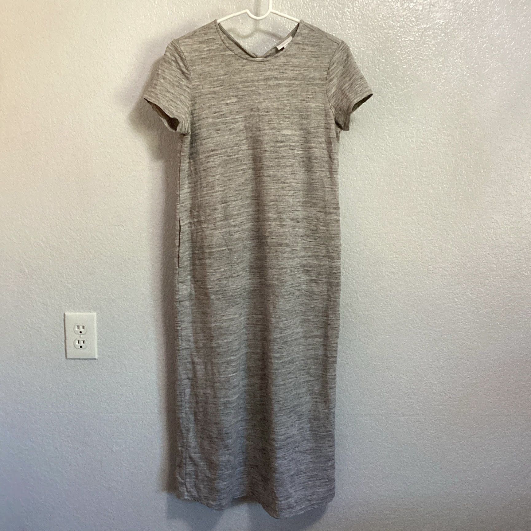 J. Jill J Jill Pure Jill Midi Dress Women S Heather Gray Short Sleeve Pockets Minimalist Size 28" / US 6 / IT 42 - 2 Thumbnail