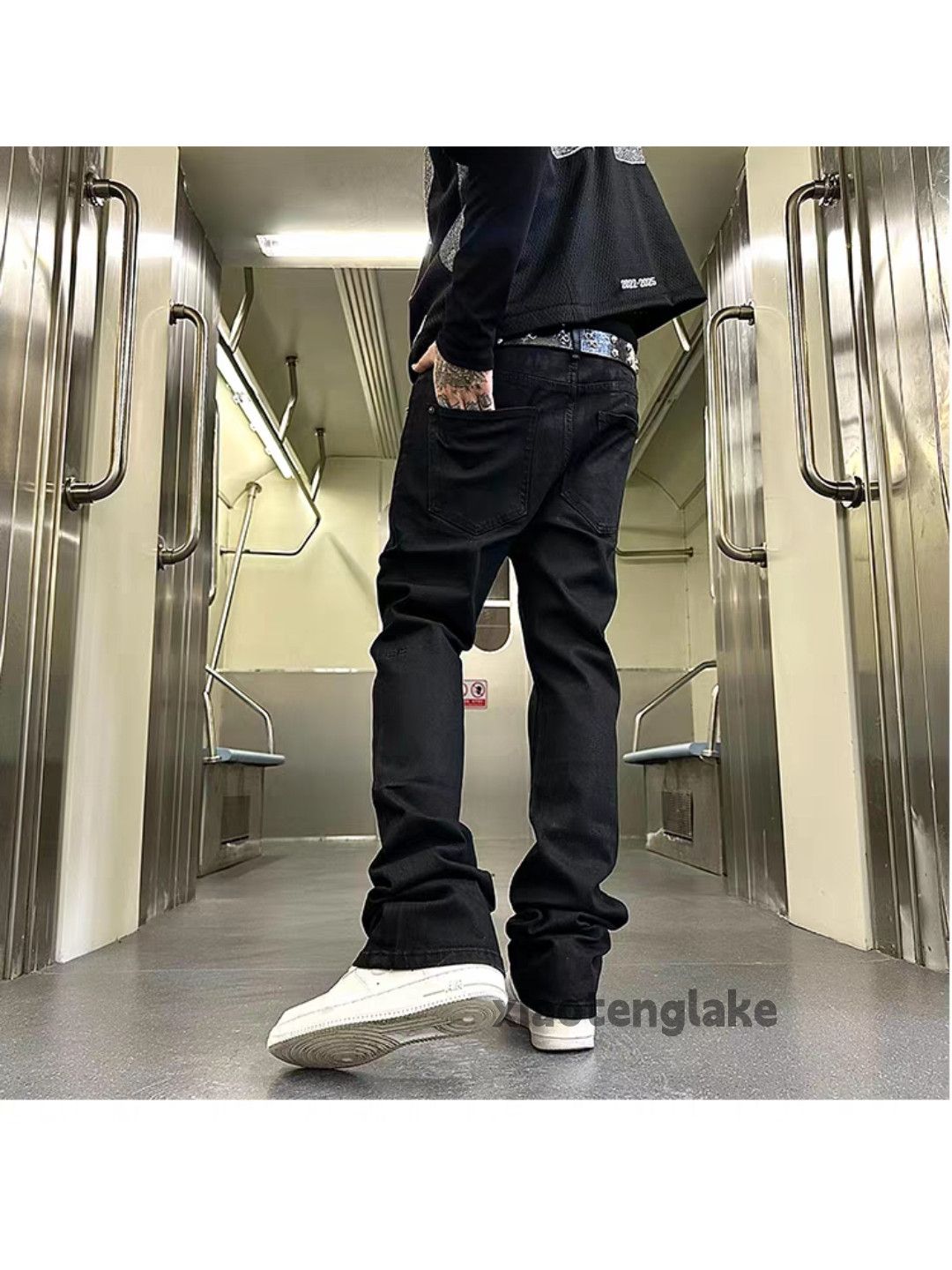 Jean zx wax coated punk grunge bootcut flared Stack jeans | Grailed