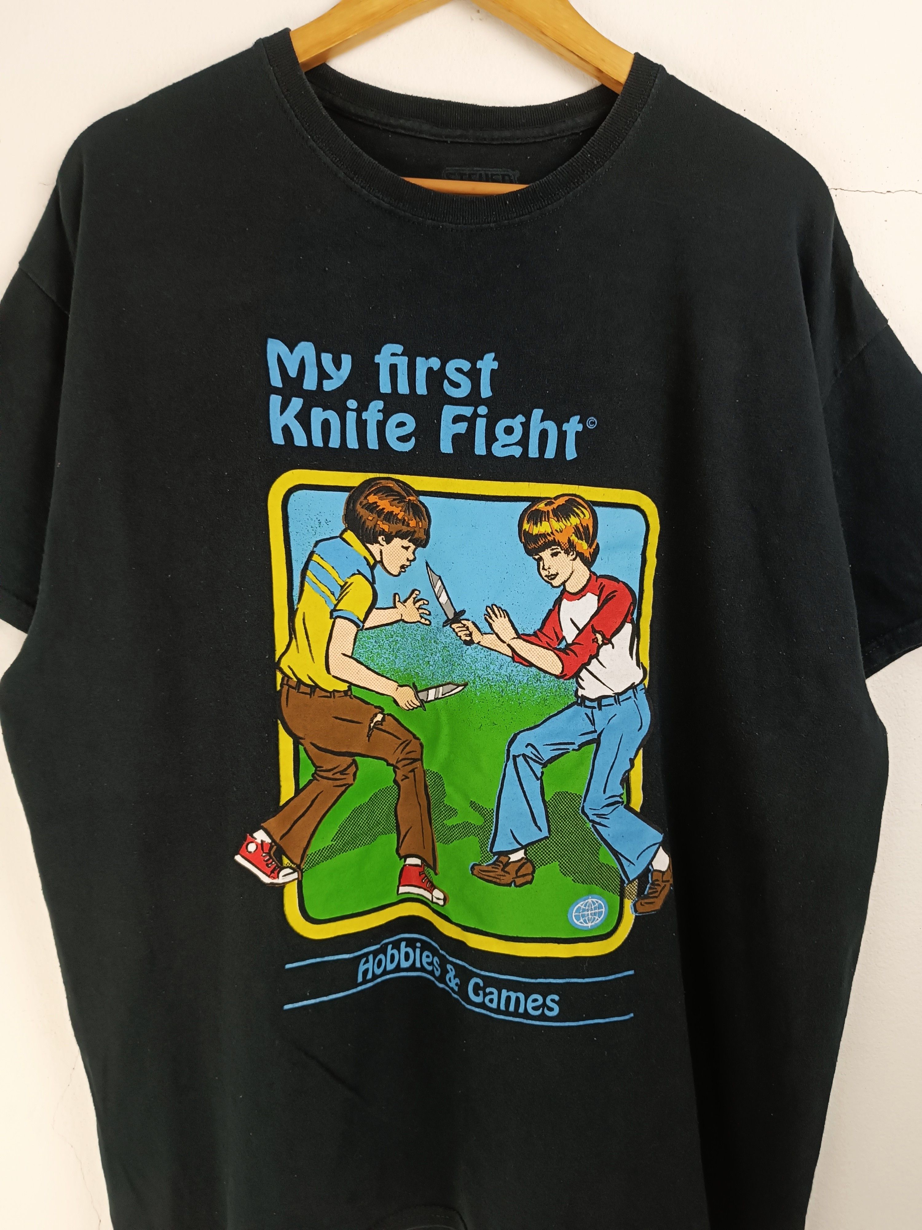 Vintage VINTAGE STEVEN RHODES MY FIRST KNIFE FIGHT FUNNY HUMOR TEE Size US XL / EU 56 / 4 - 5 Thumbnail
