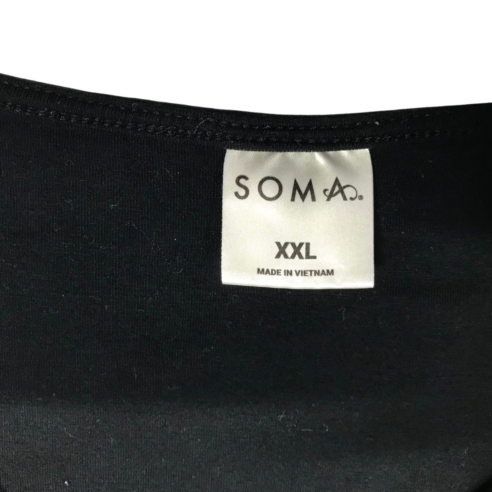Vintage Soma Black V-Neck Short Sleeve Maxi Nightgown XXL Chest Pocket Rayon Stretch Size 40" / US 18 - 4 Thumbnail