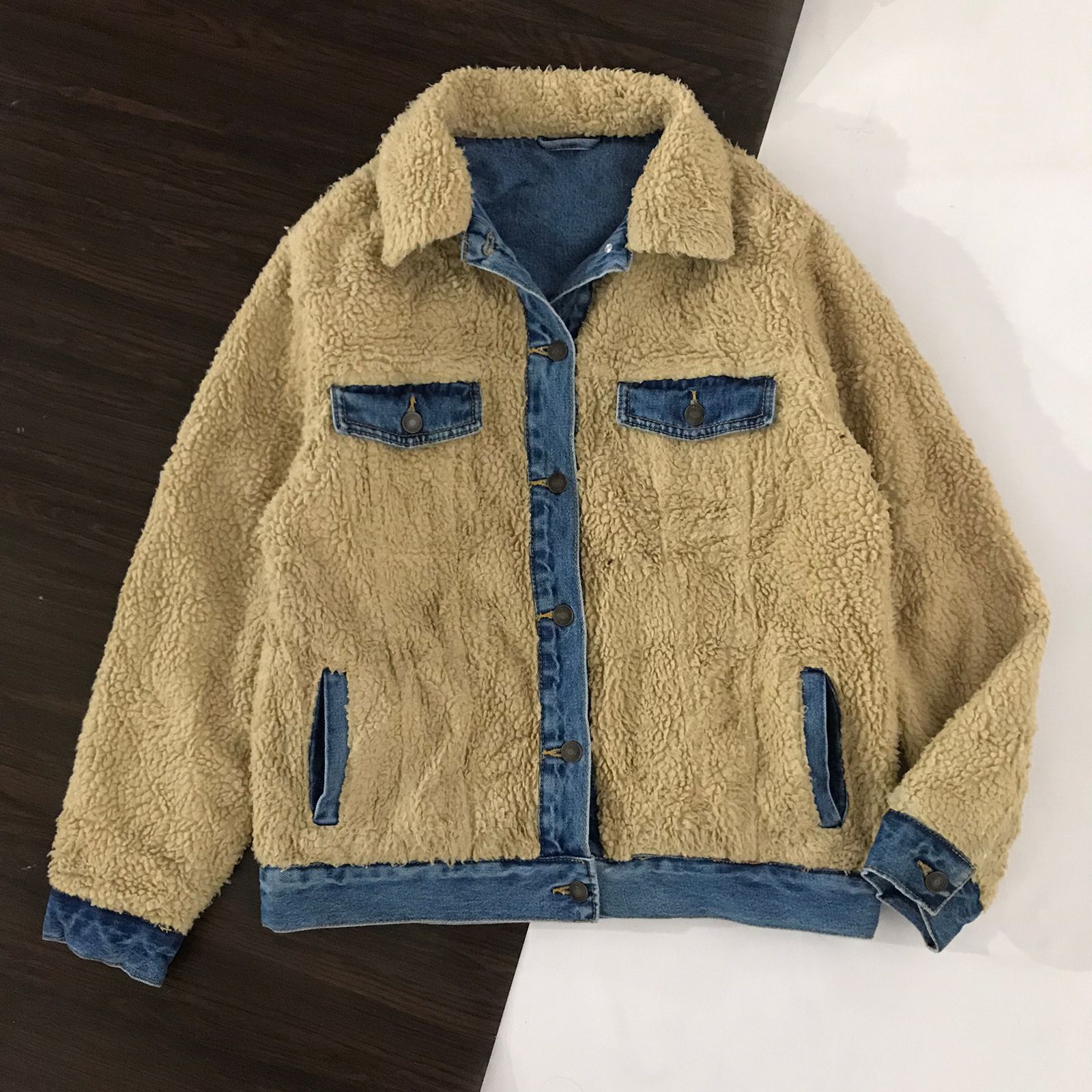 image of Denim Jacket x Forever 21 Denim Sherpa Jeans Jacket in Blue, Men's (Size Medium)