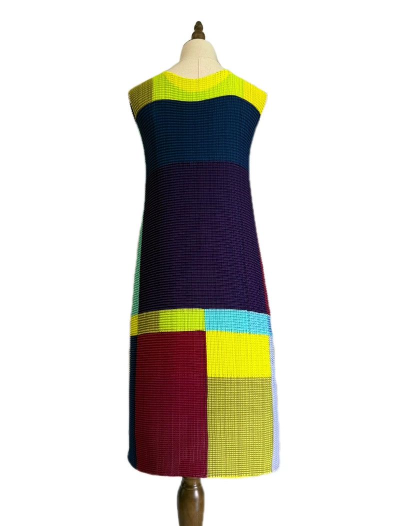 Issey Miyake Issey Miyake size:2 Blue and purple main color block dress Size M / US 6-8 / IT 42-44 - 3 Thumbnail