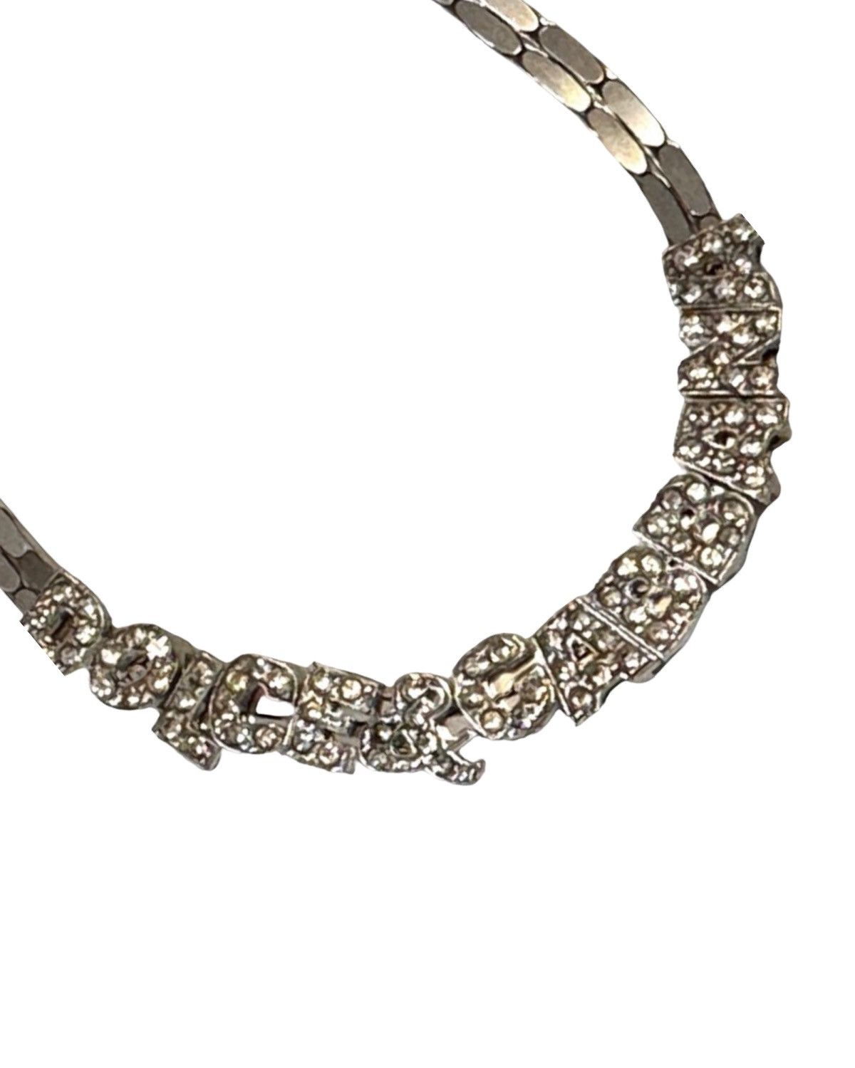 Dolce & Gabbana Embellished Spell Out Silver Necklace Size ONE SIZE - 1 Thumbnail