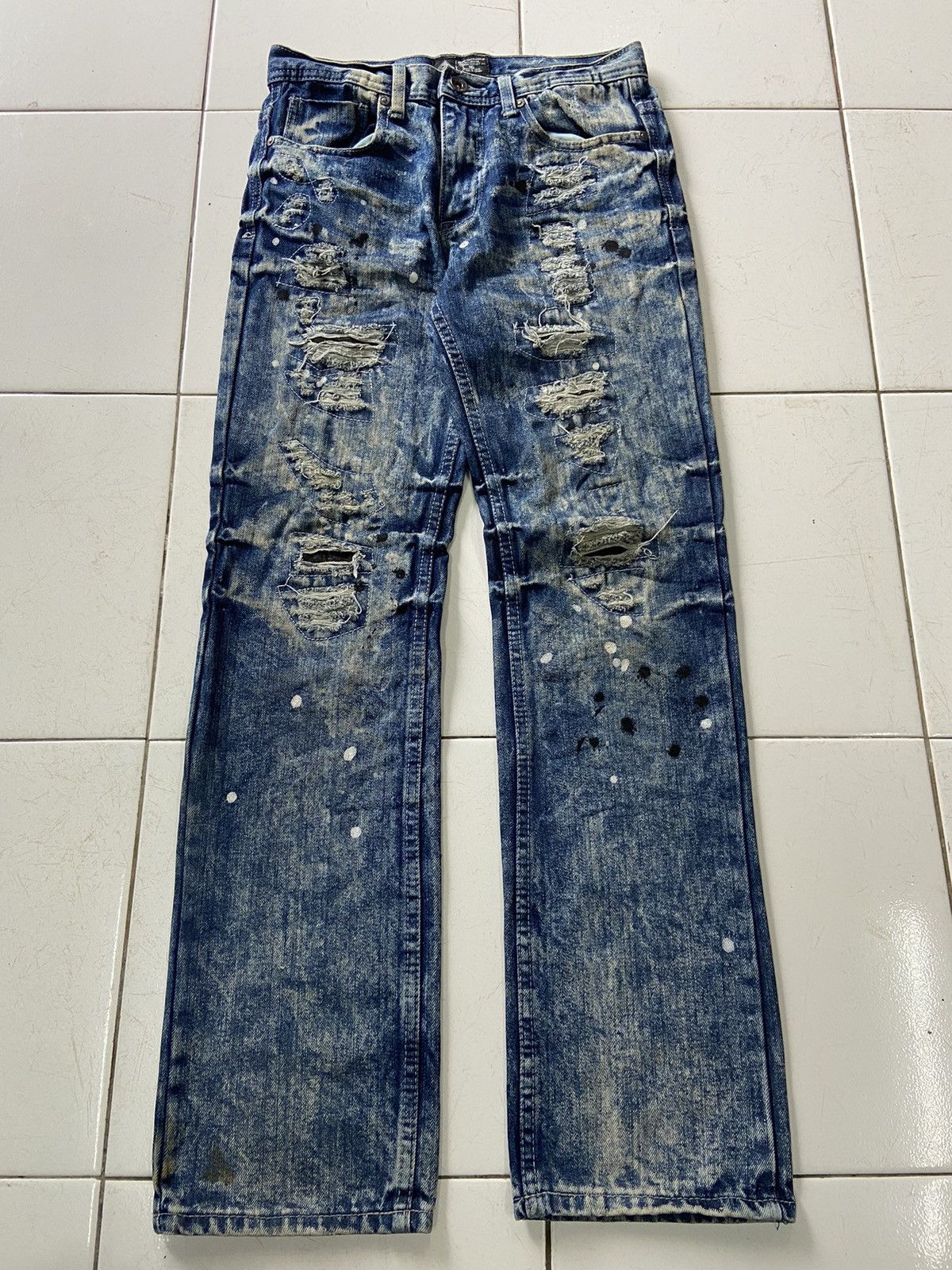 If Six Was Nine ROAD NARROWS DISTRESSED PAINTED STYLE DENIM JEANS Size US 28 / EU 44 - 1 Thumbnail
